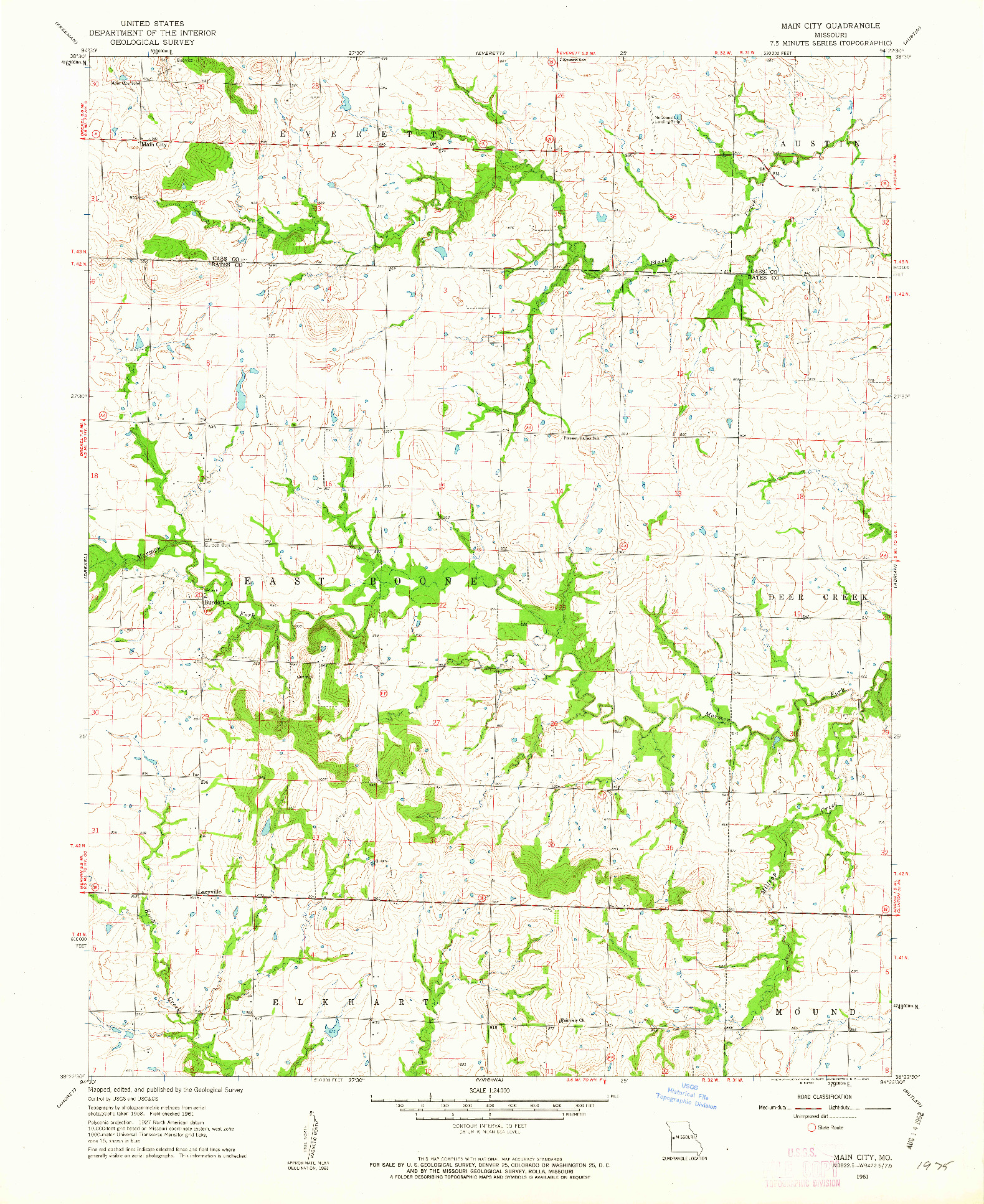 USGS 1:24000-SCALE QUADRANGLE FOR MAIN CITY, MO 1961