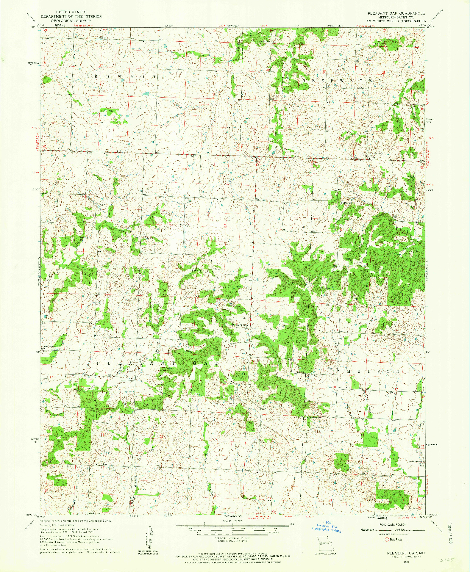 USGS 1:24000-SCALE QUADRANGLE FOR PLEASANT GAP, MO 1961