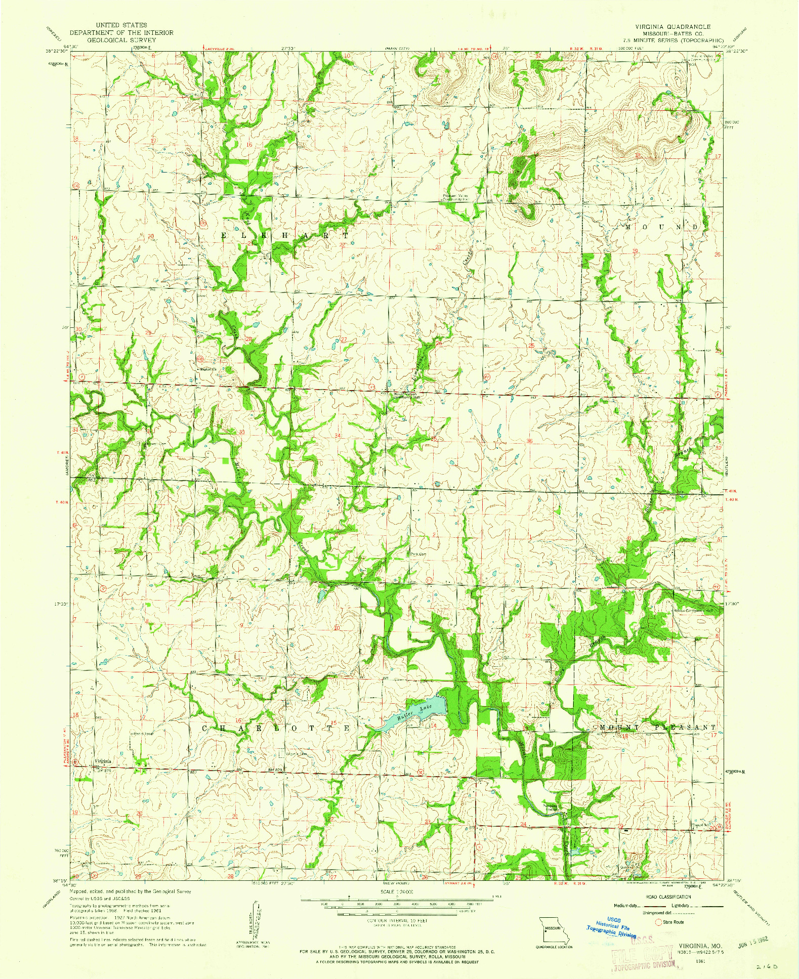 USGS 1:24000-SCALE QUADRANGLE FOR VIRGINIA, MO 1961