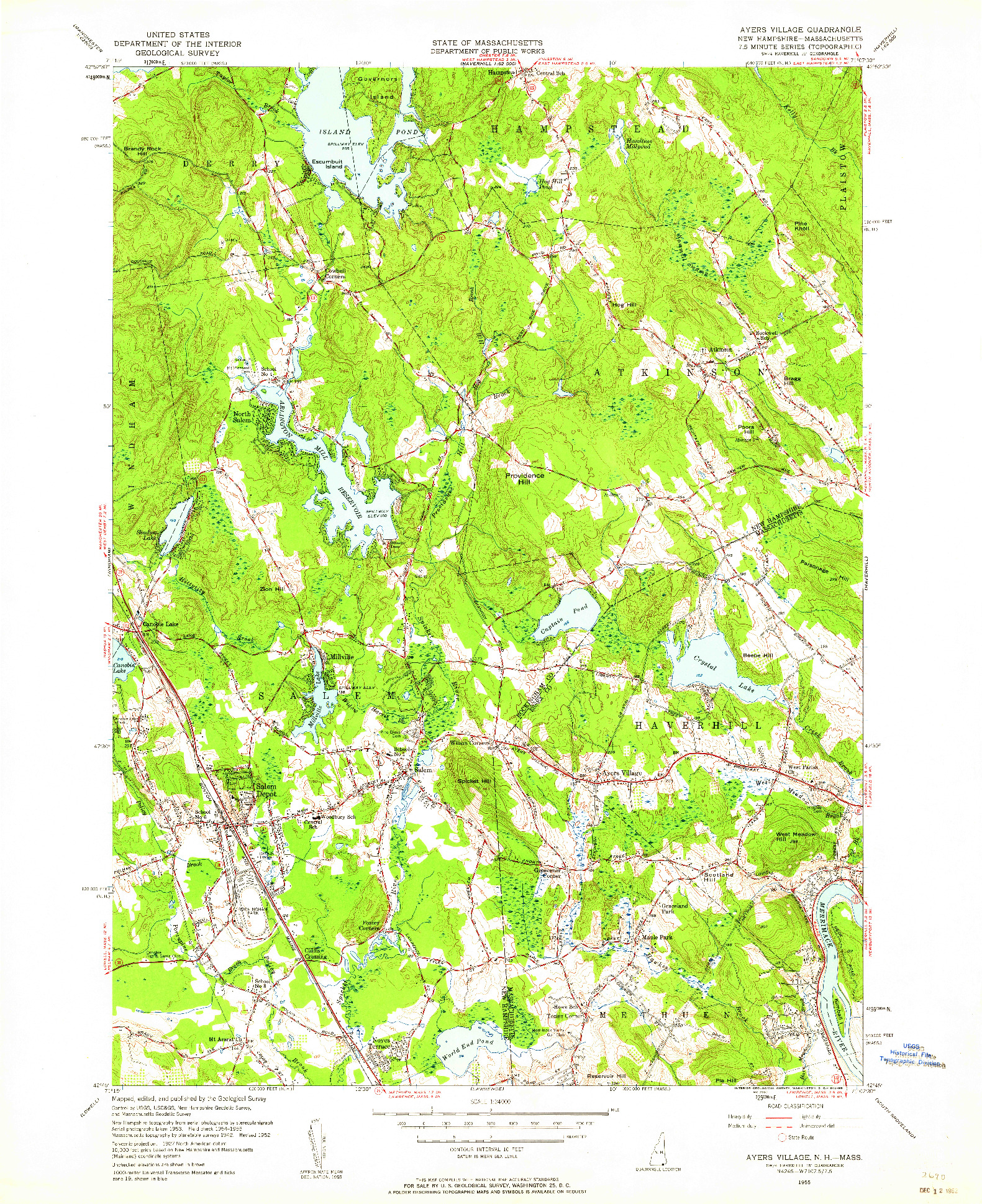 USGS 1:24000-SCALE QUADRANGLE FOR AYERS VILLAGE, NH 1955