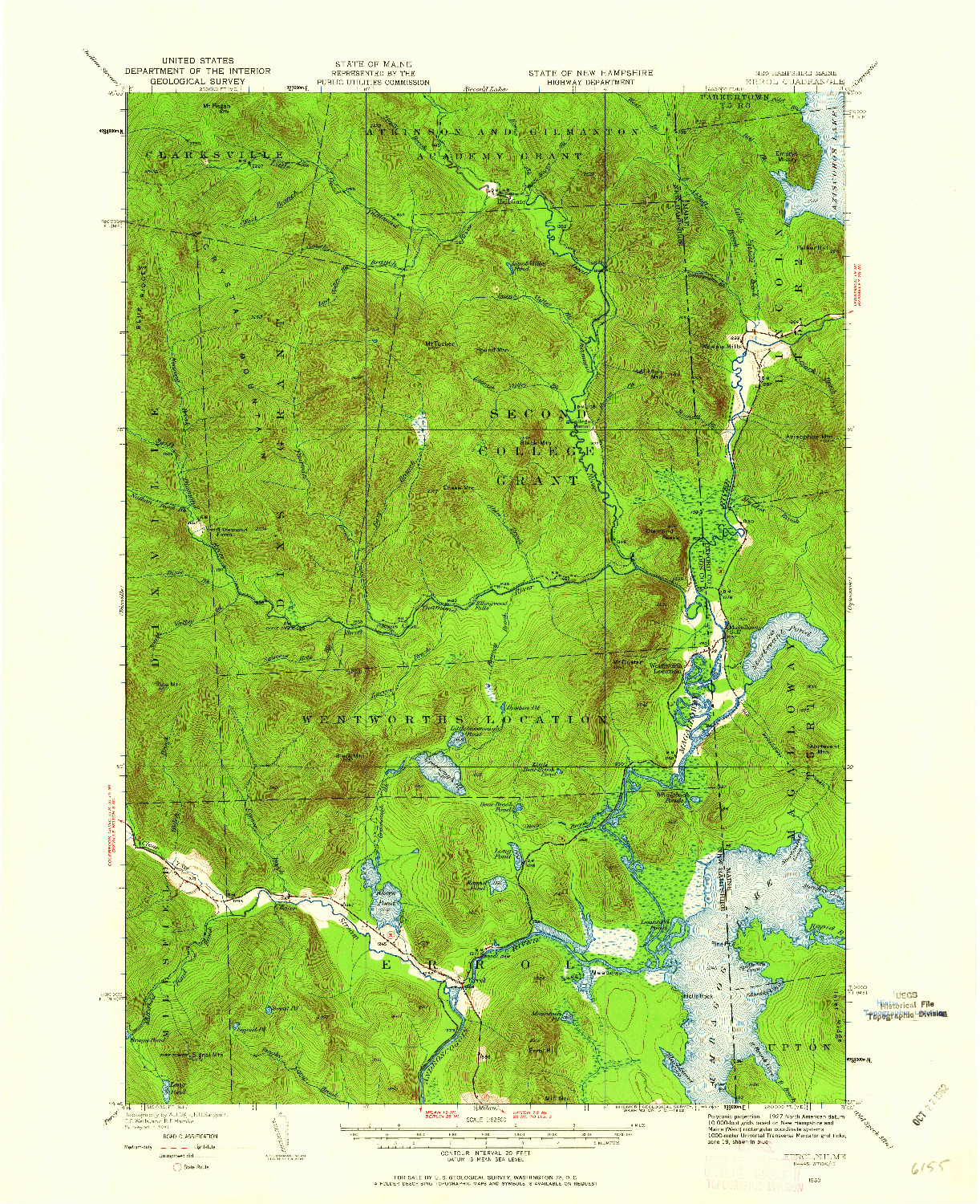 USGS 1:62500-SCALE QUADRANGLE FOR ERROL, NH 1930