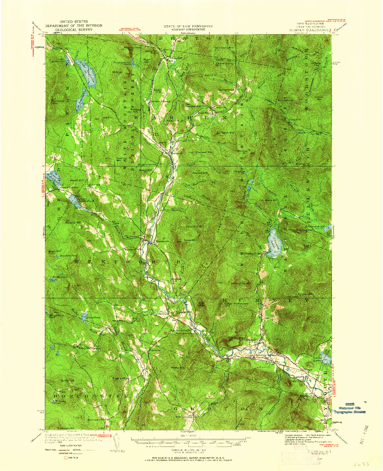 USGS 1:62500-SCALE QUADRANGLE FOR RUMNEY, NH 1928