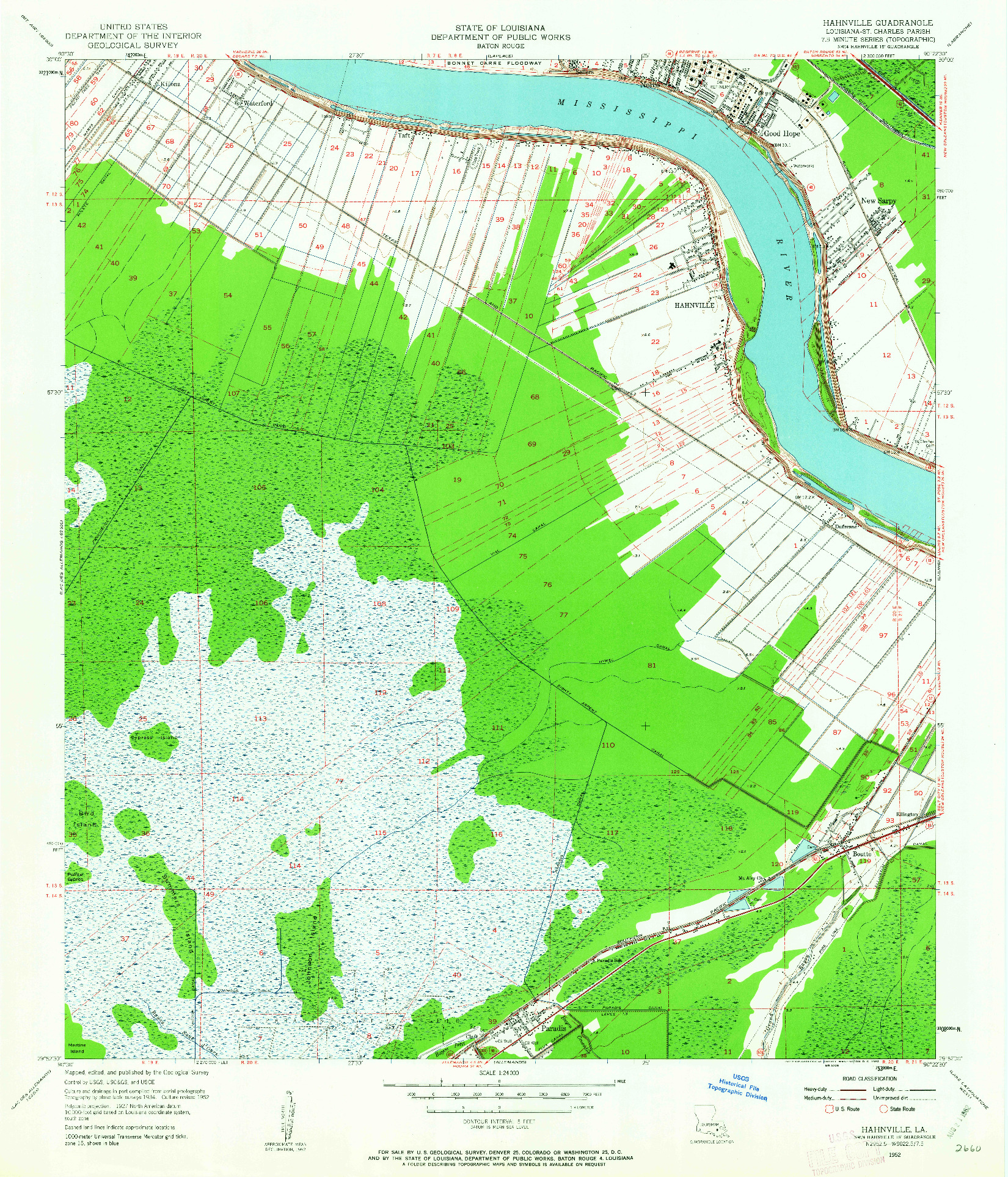 USGS 1:24000-SCALE QUADRANGLE FOR HAHNVILLE, LA 1952