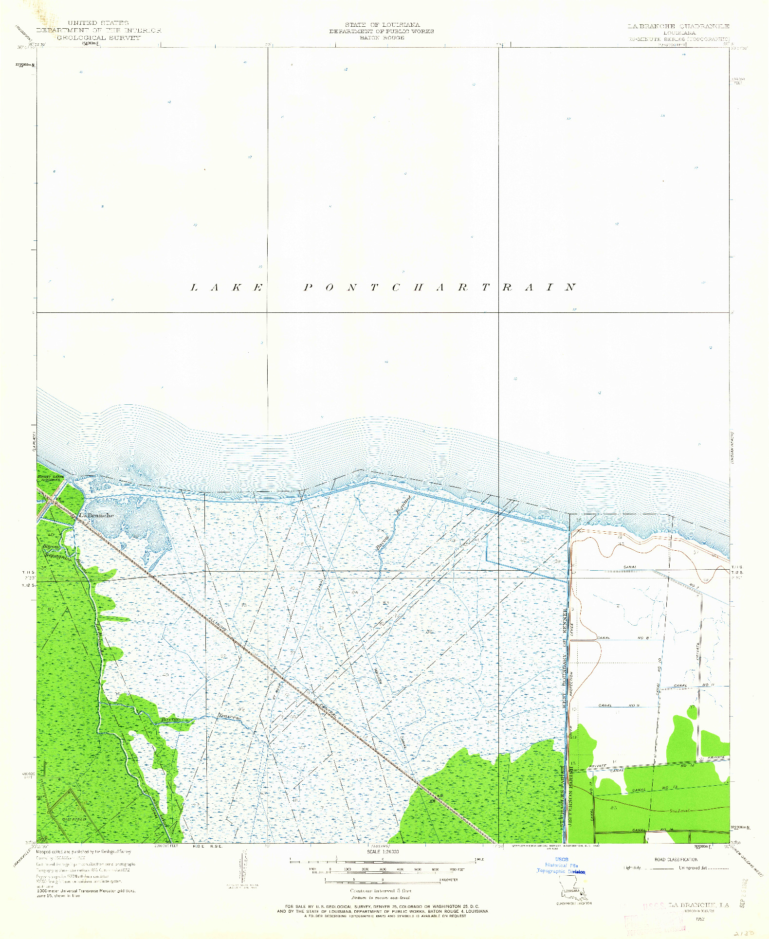USGS 1:24000-SCALE QUADRANGLE FOR LA BRANCHE, LA 1952