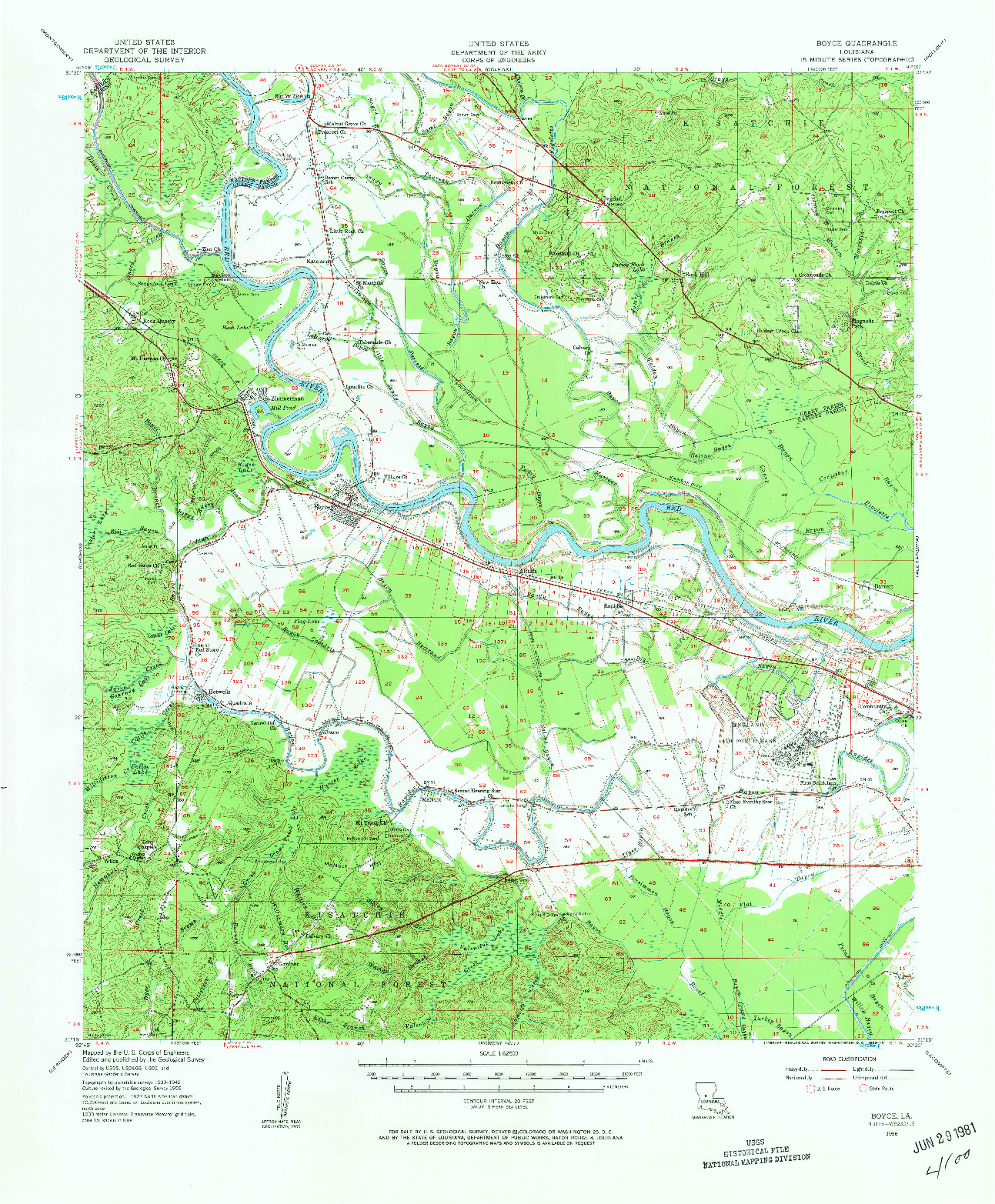 USGS 1:62500-SCALE QUADRANGLE FOR BOYCE, LA 1956