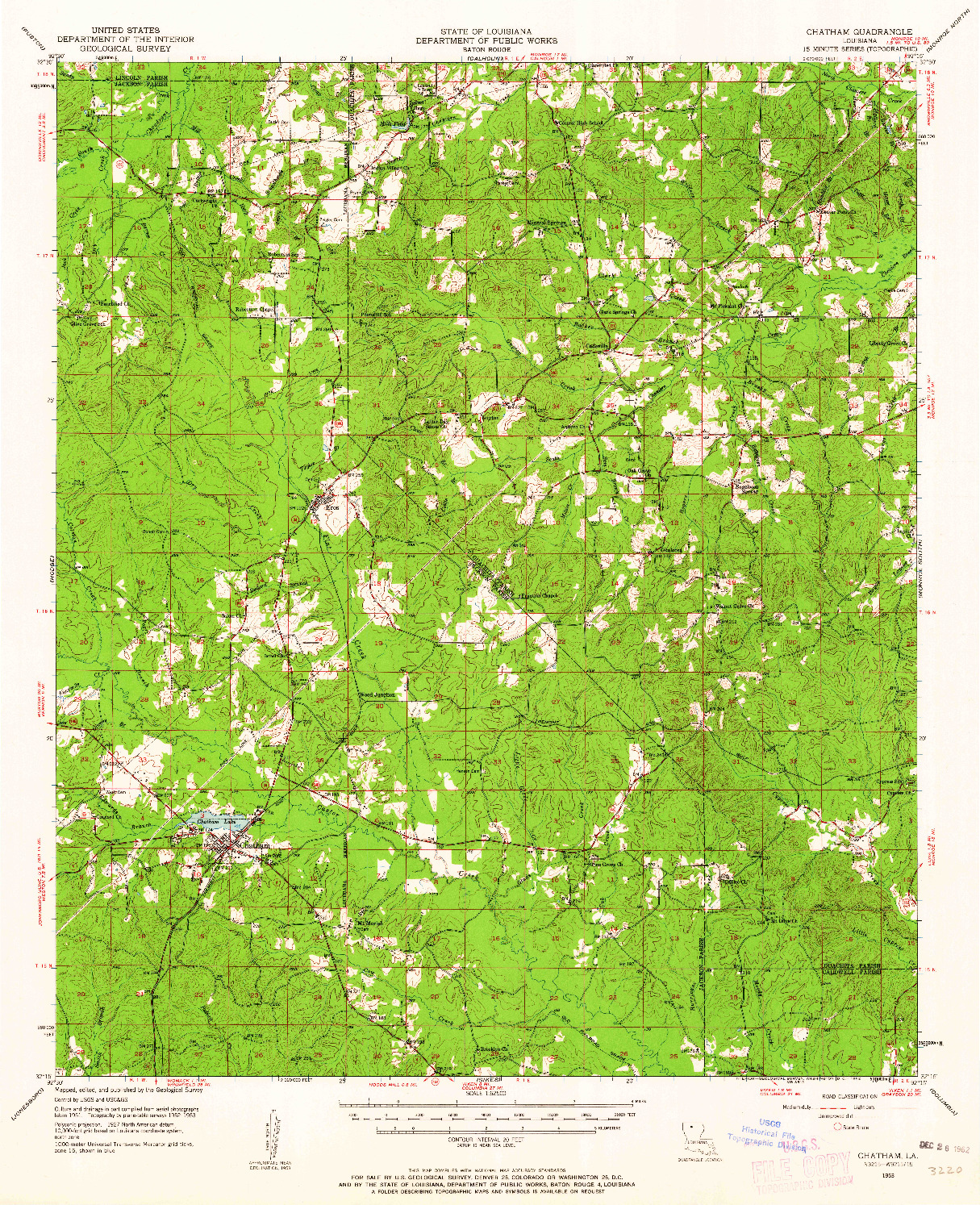 USGS 1:62500-SCALE QUADRANGLE FOR CHATHAM, LA 1953