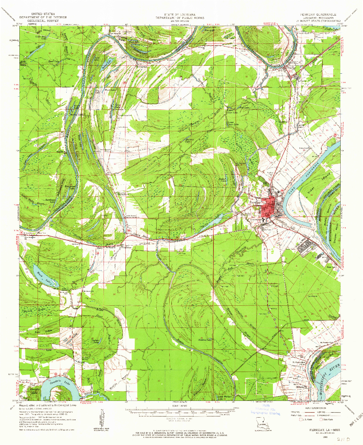 USGS 1:62500-SCALE QUADRANGLE FOR FERRIDAY, LA 1961