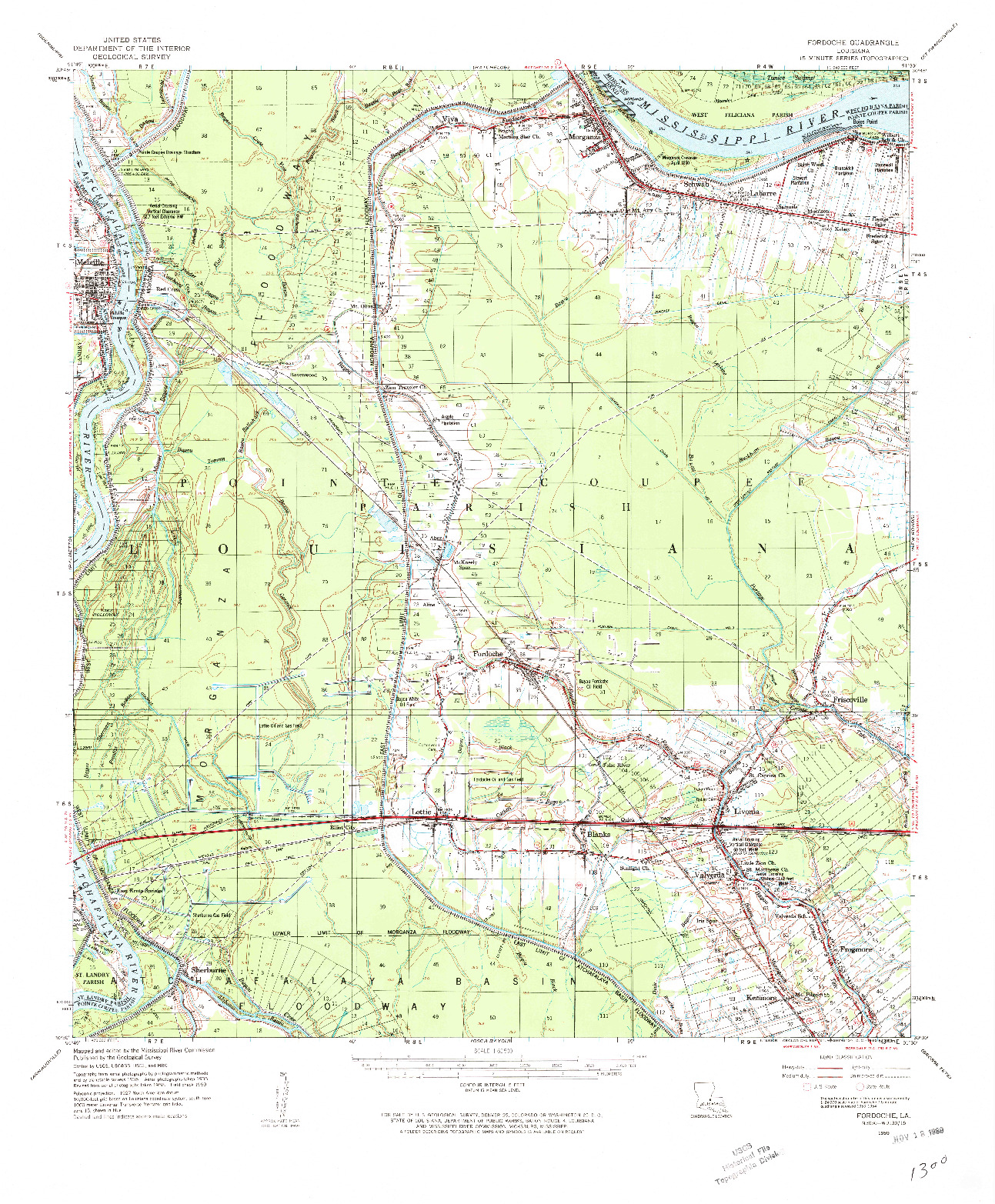 USGS 1:62500-SCALE QUADRANGLE FOR FORDOCHE, LA 1959