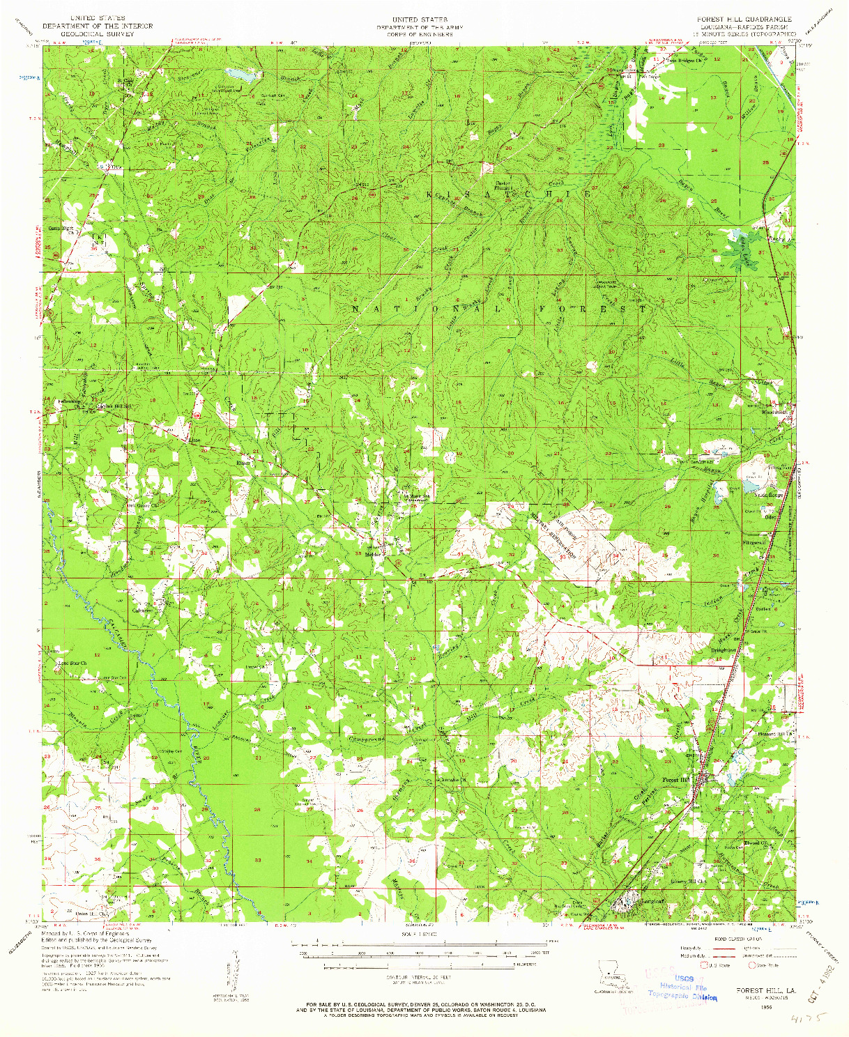 USGS 1:62500-SCALE QUADRANGLE FOR FOREST HILL, LA 1956