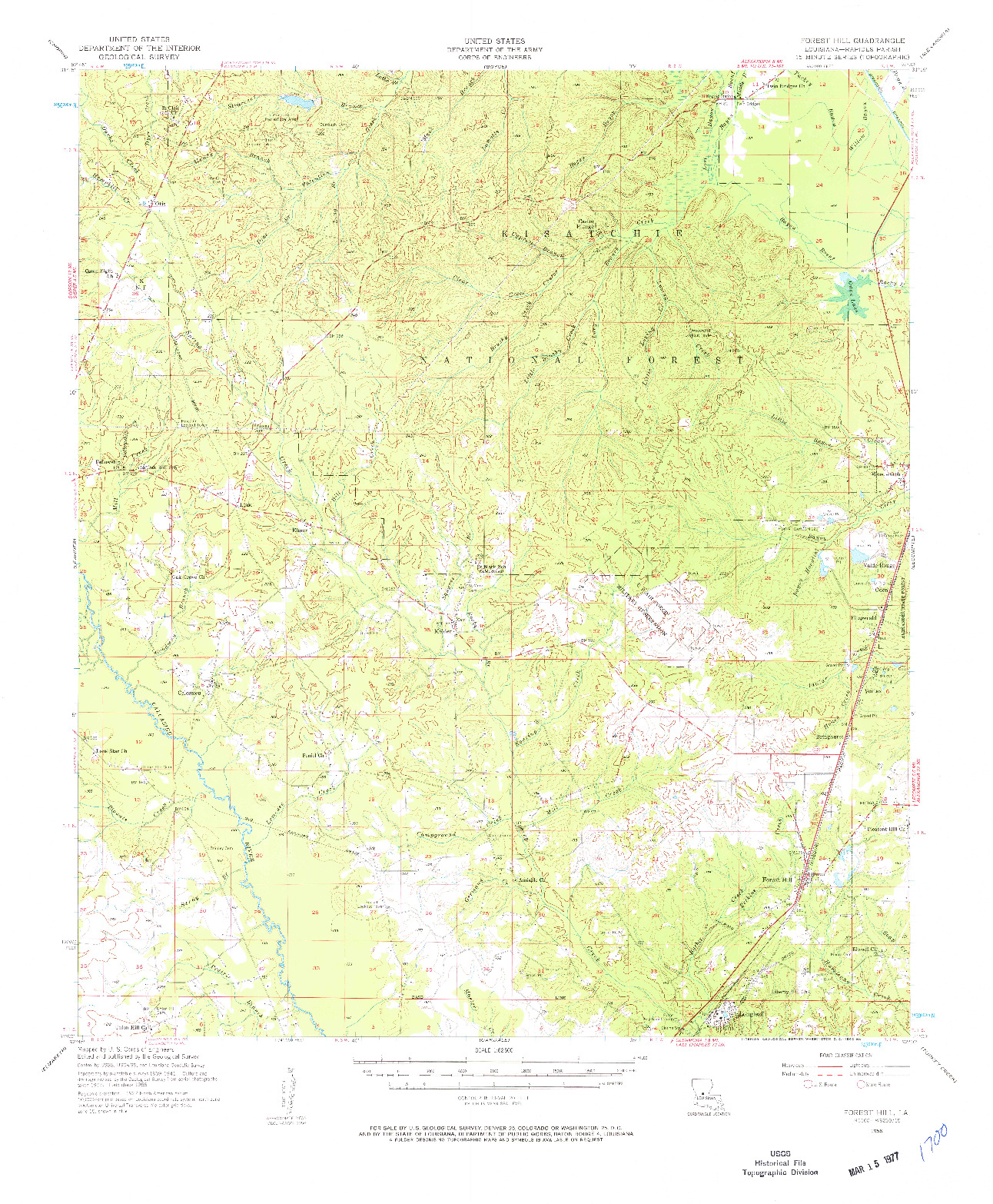 USGS 1:62500-SCALE QUADRANGLE FOR FOREST HILL, LA 1956