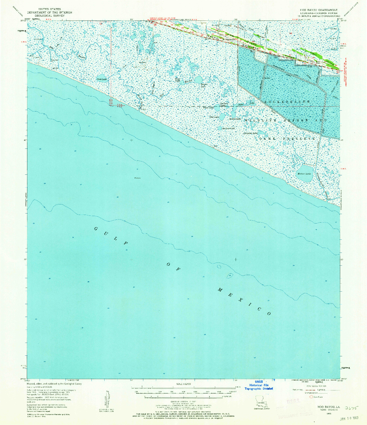 USGS 1:62500-SCALE QUADRANGLE FOR HOG BAYOU, LA 1955