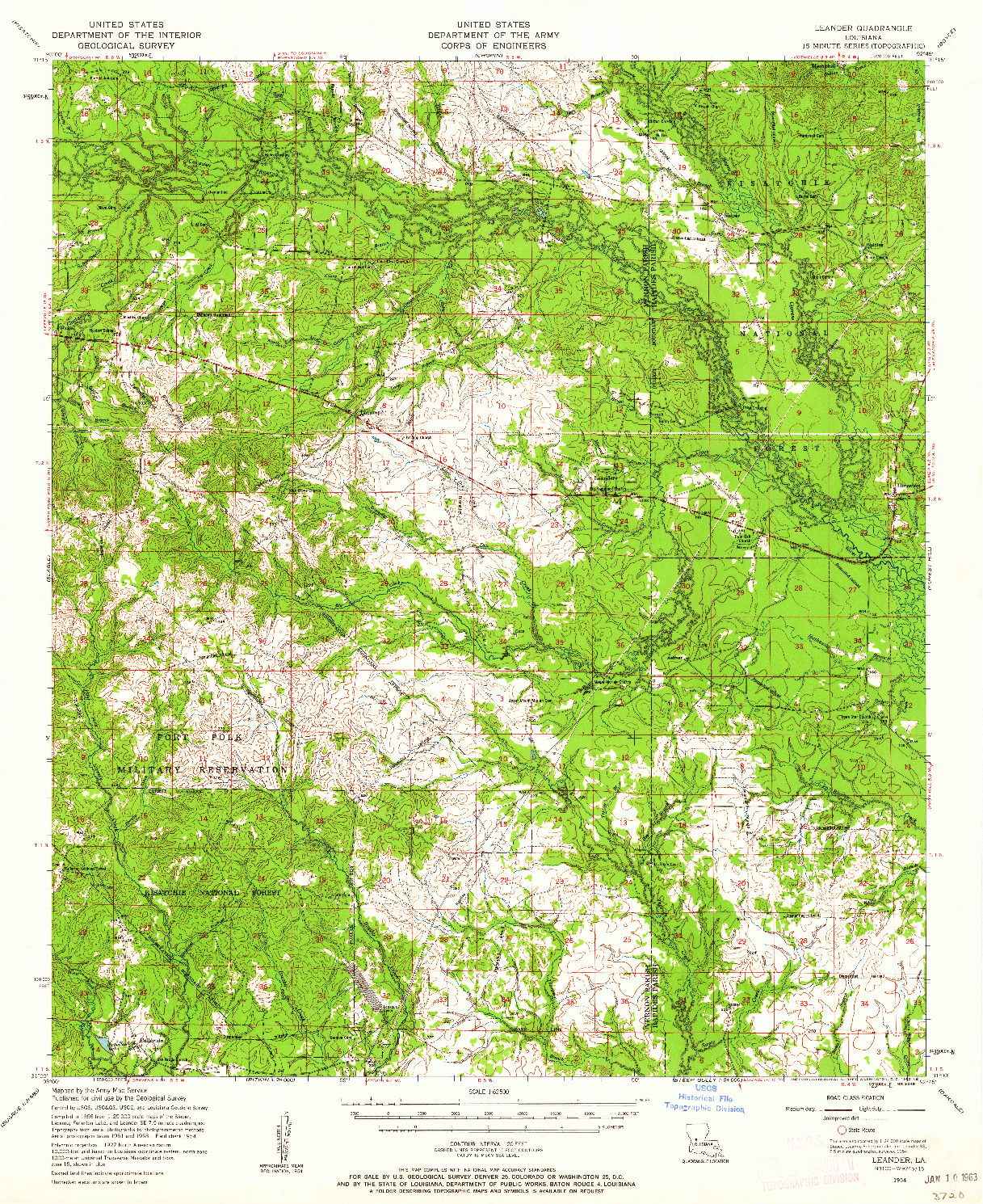 USGS 1:62500-SCALE QUADRANGLE FOR LEANDER, LA 1954