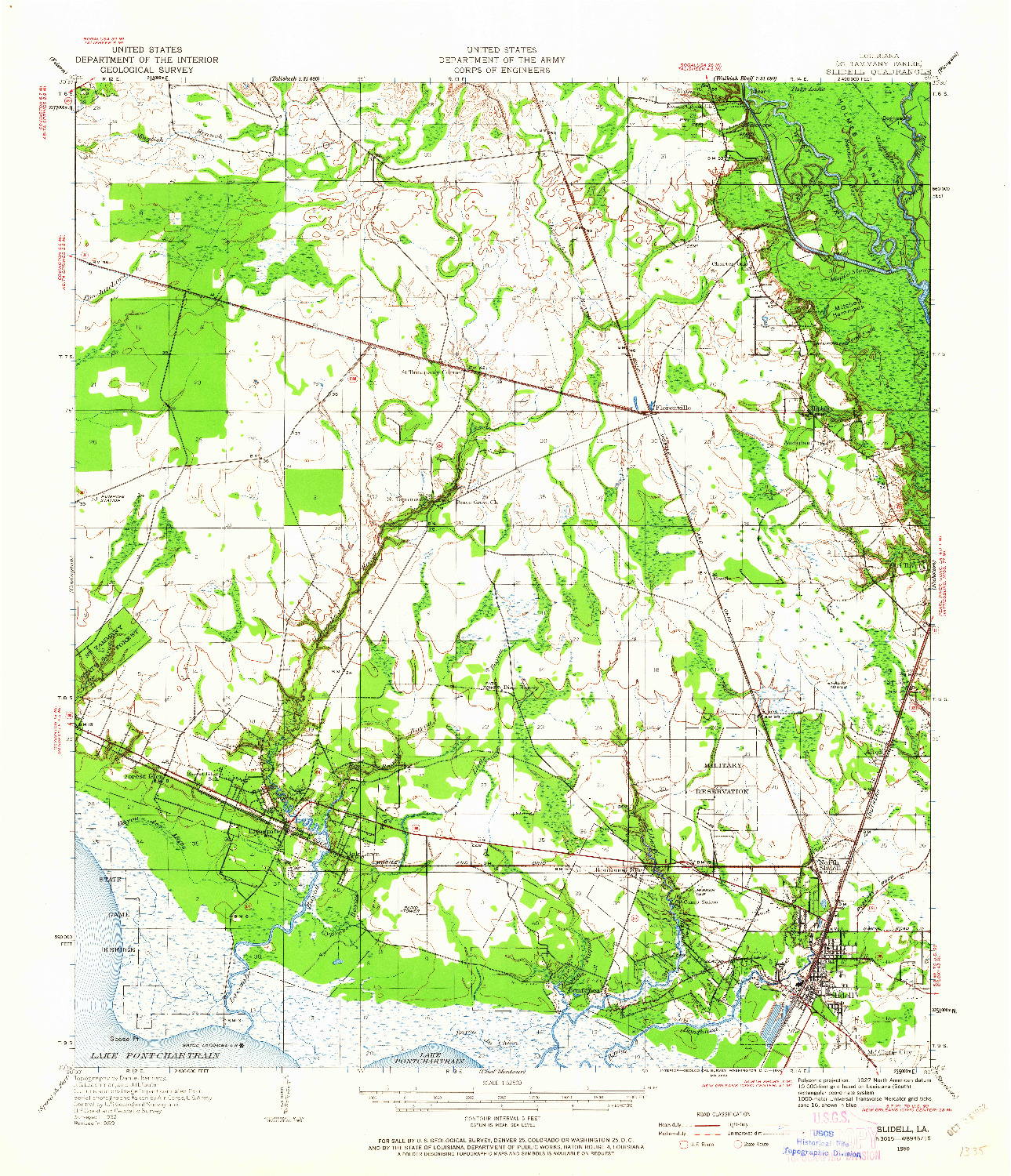 USGS 1:62500-SCALE QUADRANGLE FOR SLIDELL, LA 1950