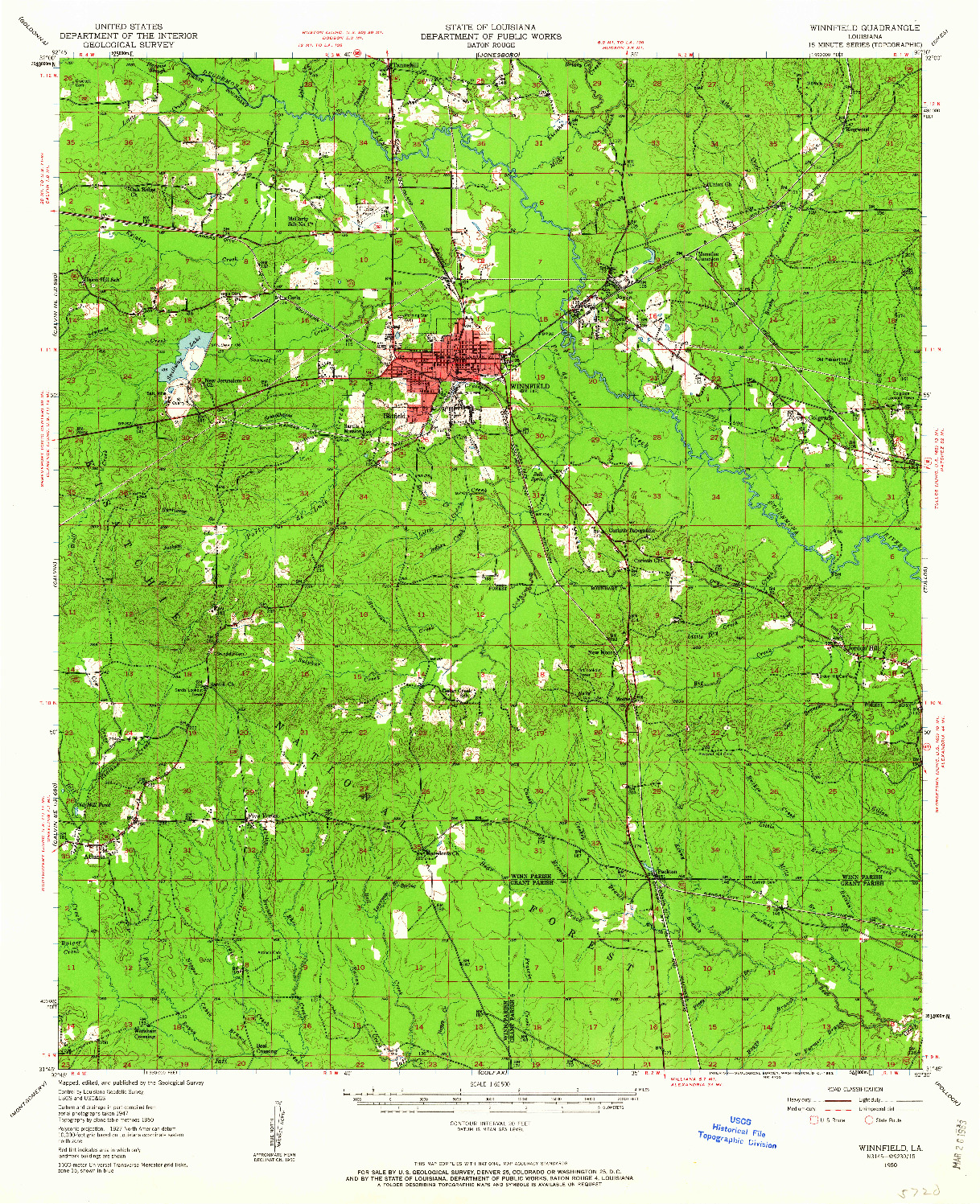 USGS 1:62500-SCALE QUADRANGLE FOR WINNFIELD, LA 1950