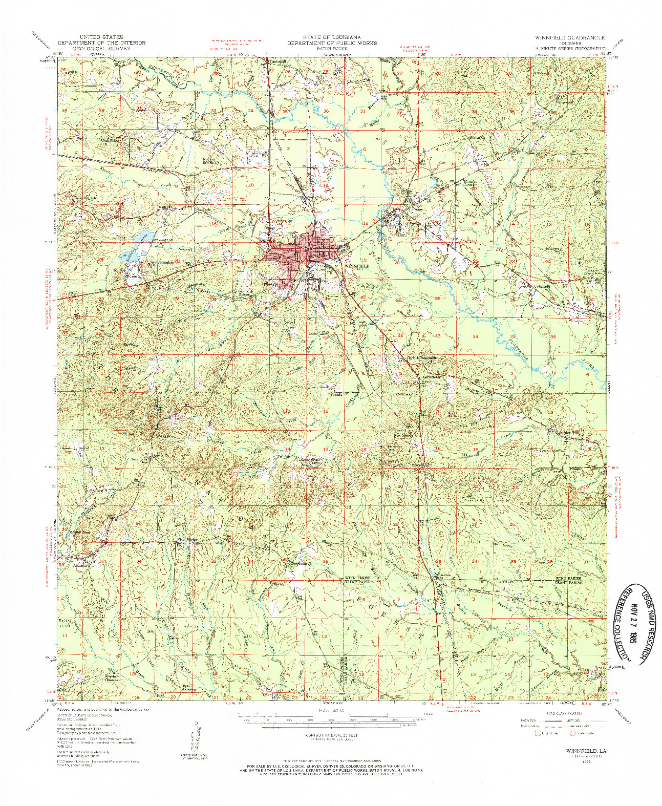 USGS 1:62500-SCALE QUADRANGLE FOR WINNFIELD, LA 1950