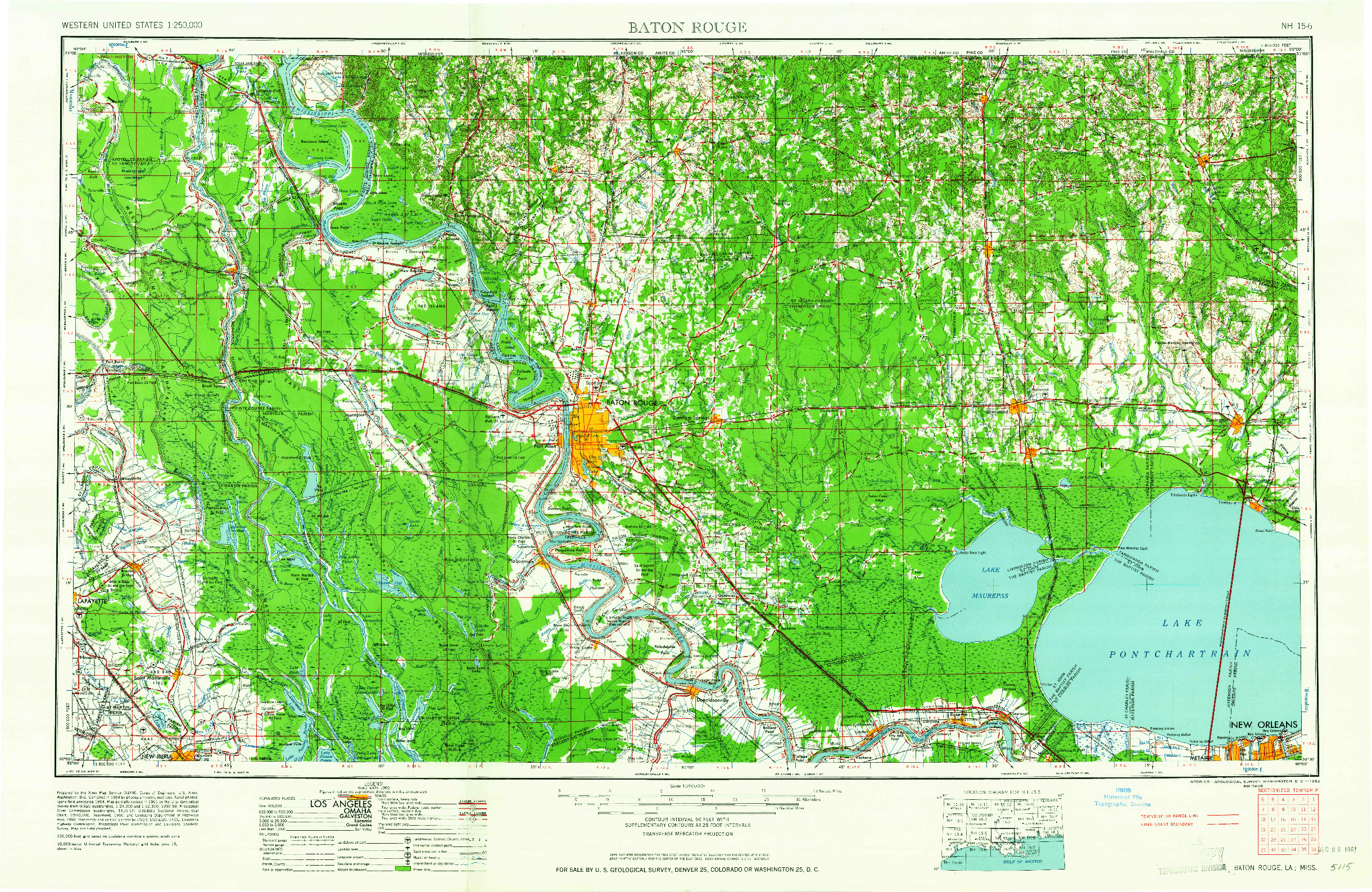 USGS 1:250000-SCALE QUADRANGLE FOR BATON ROUGE, LA 1962