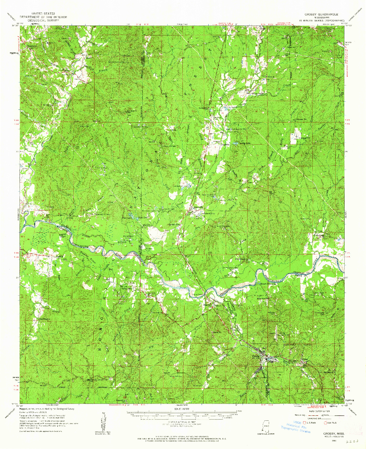 USGS 1:62500-SCALE QUADRANGLE FOR CROSBY, MS 1961