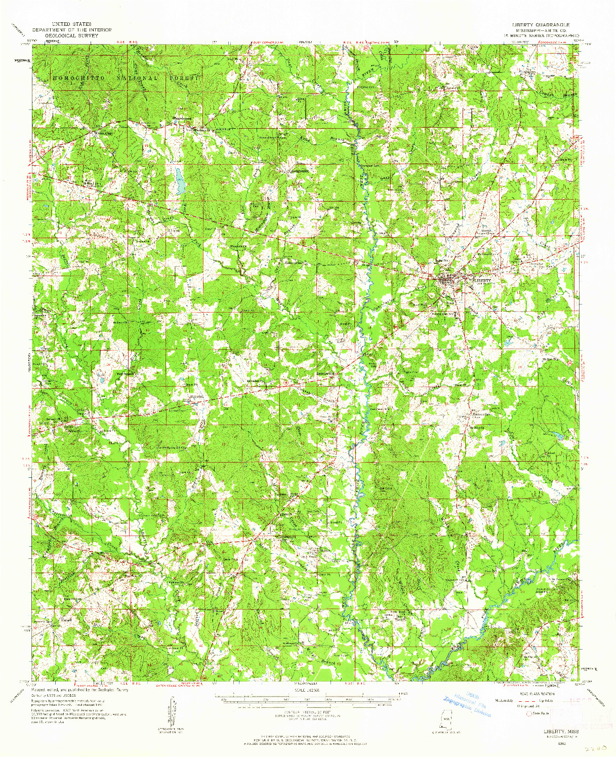 USGS 1:62500-SCALE QUADRANGLE FOR LIBERTY, MS 1961