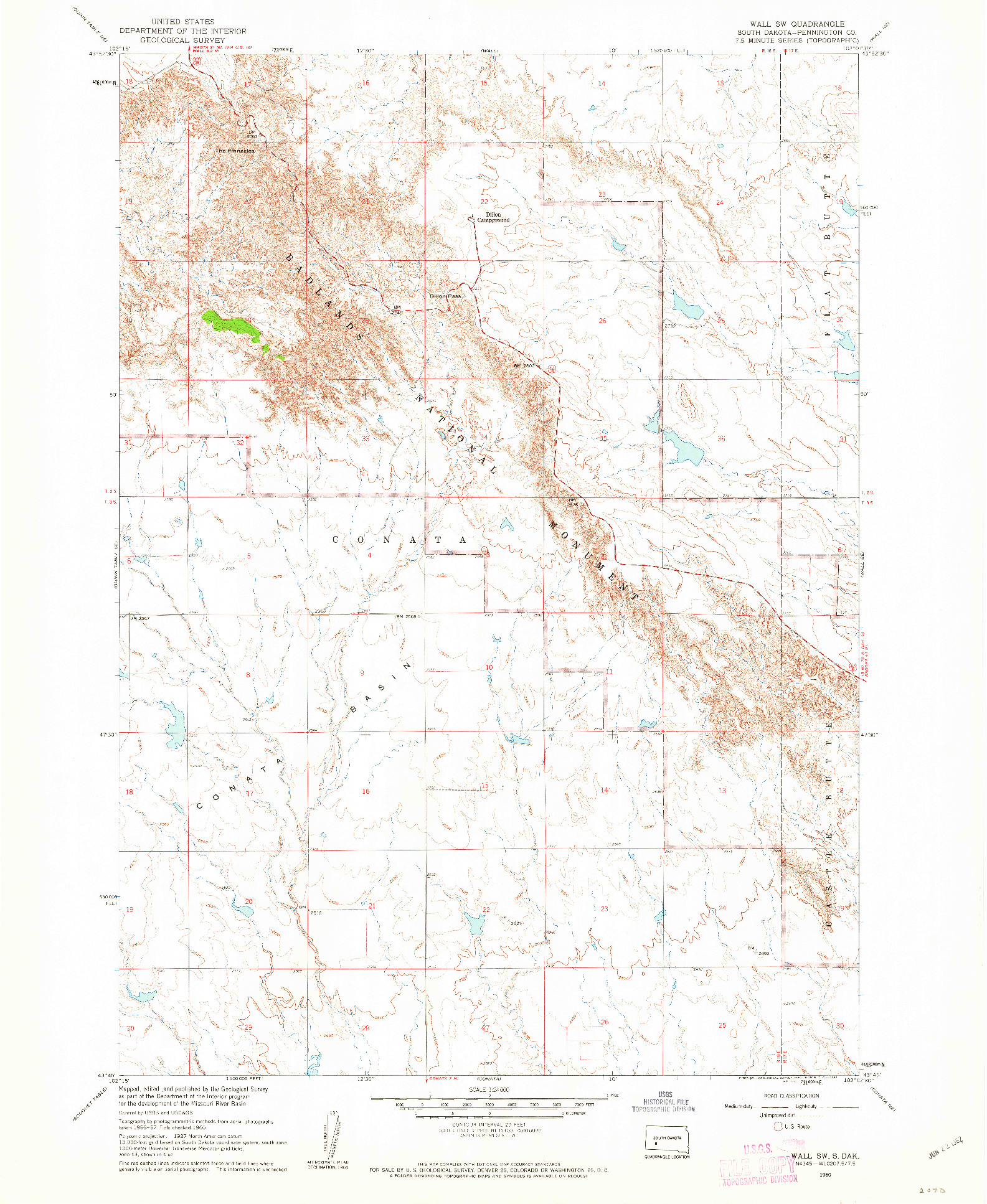 USGS 1:24000-SCALE QUADRANGLE FOR WALL SW, SD 1960