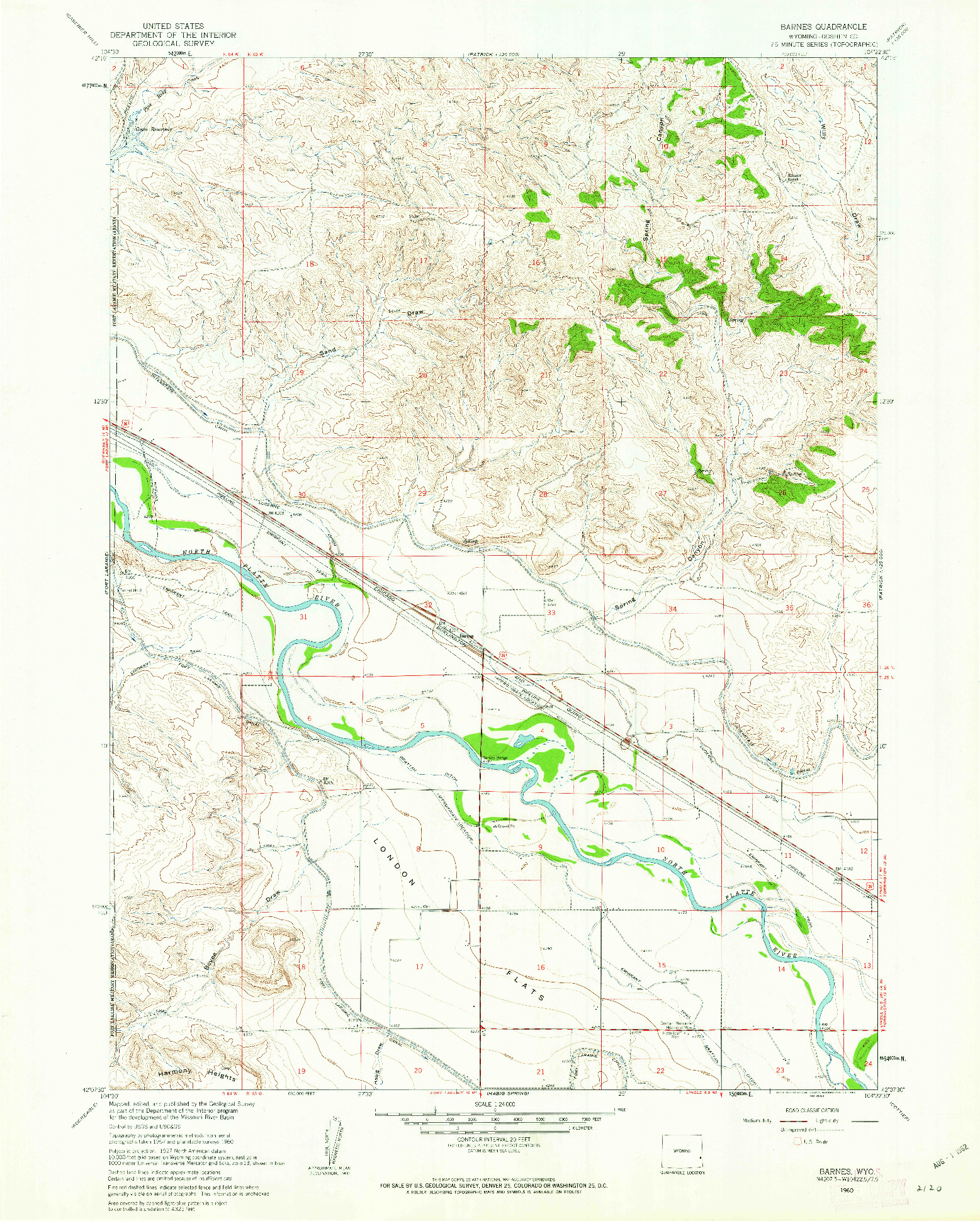 USGS 1:24000-SCALE QUADRANGLE FOR BARNES, WY 1960