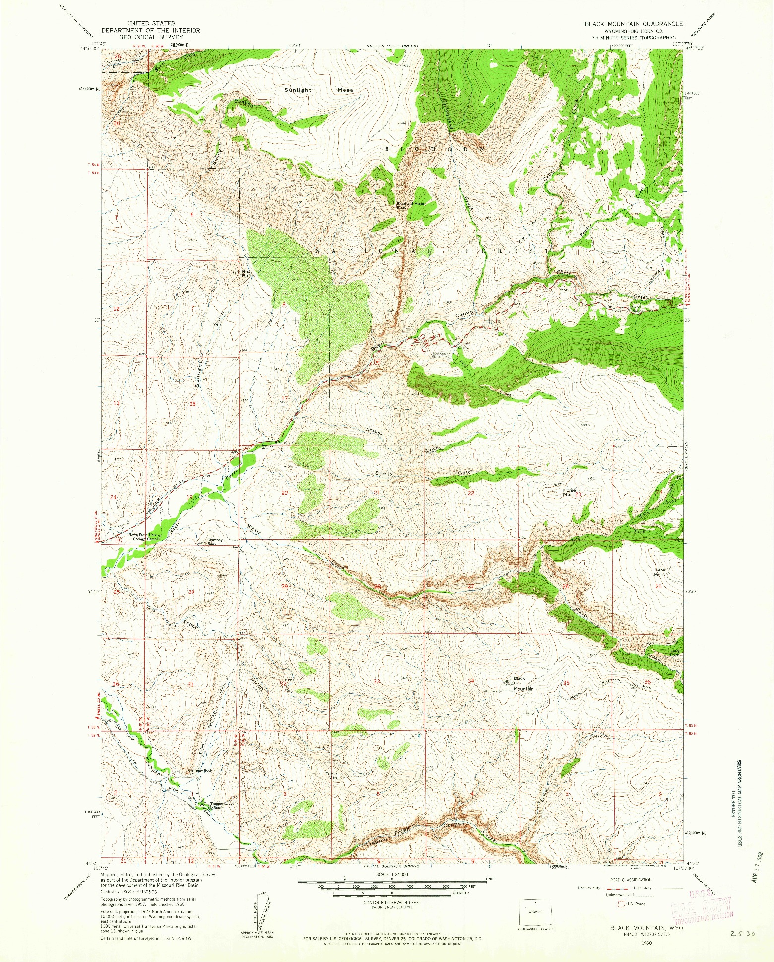 USGS 1:24000-SCALE QUADRANGLE FOR BLACK MOUNTAIN, WY 1960