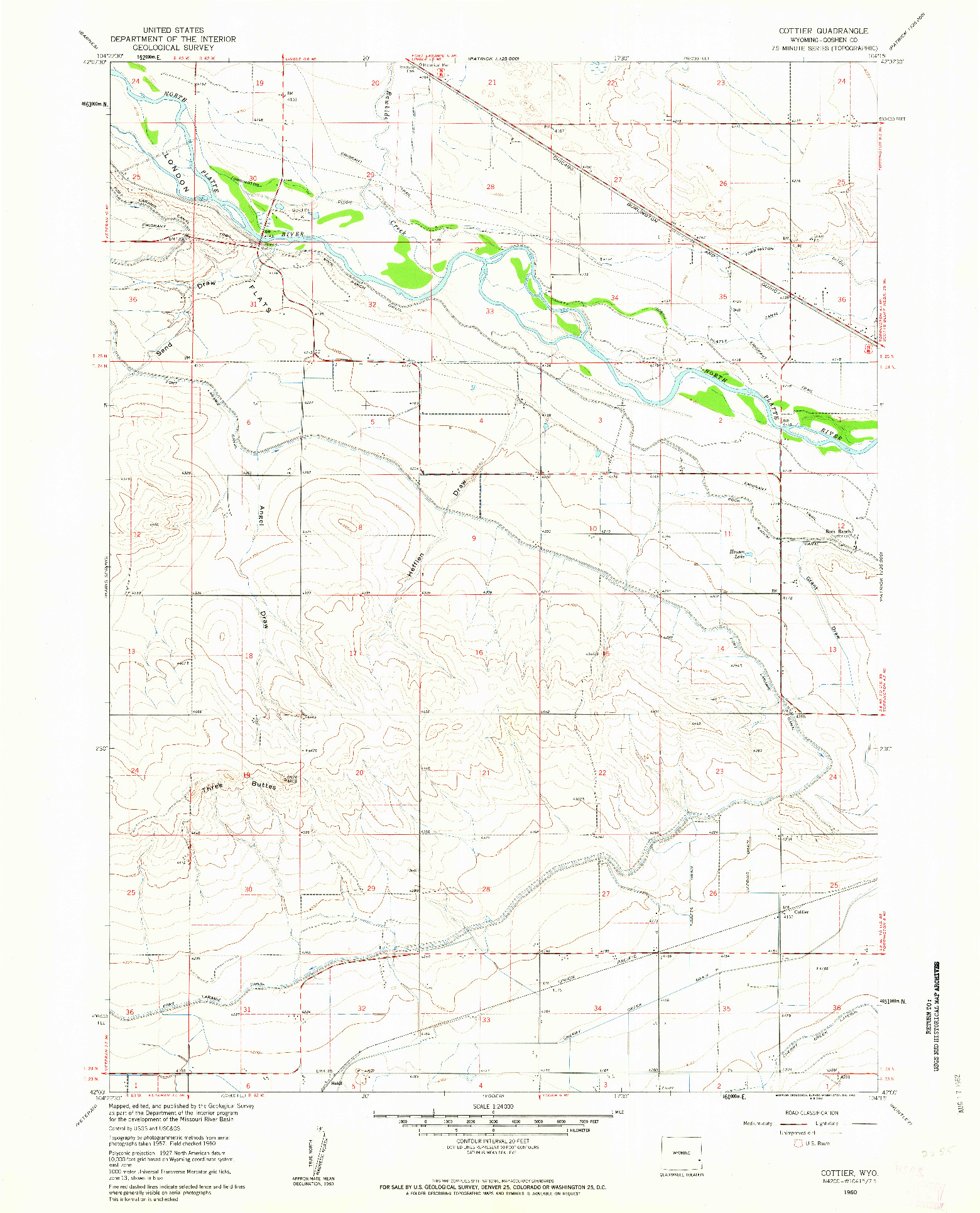 USGS 1:24000-SCALE QUADRANGLE FOR COTTIER, WY 1960