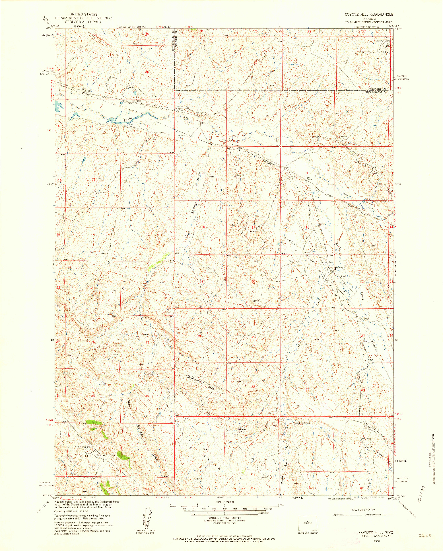 USGS 1:24000-SCALE QUADRANGLE FOR COYOTE HILL, WY 1960