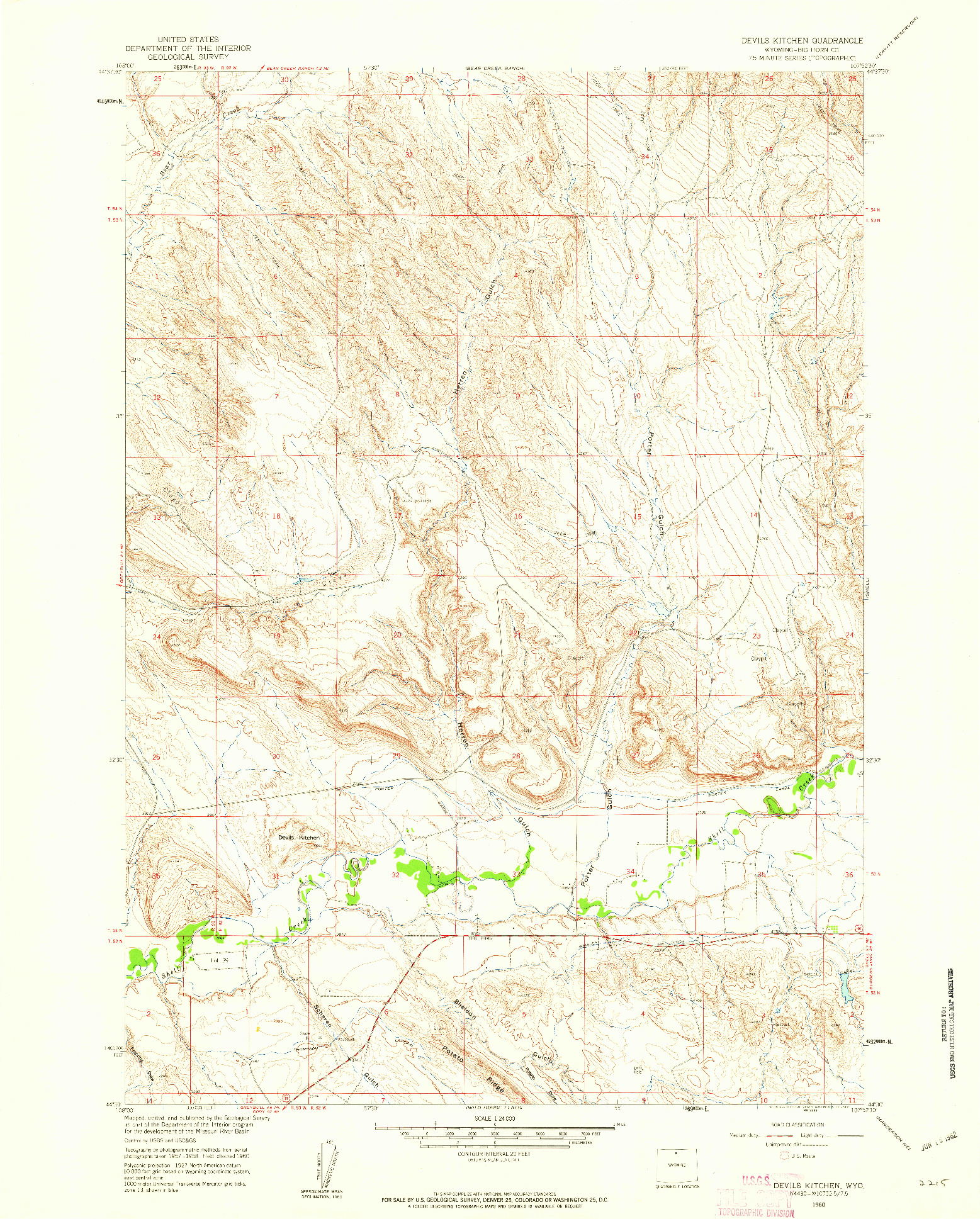 USGS 1:24000-SCALE QUADRANGLE FOR DEVILS KITCHEN, WY 1960