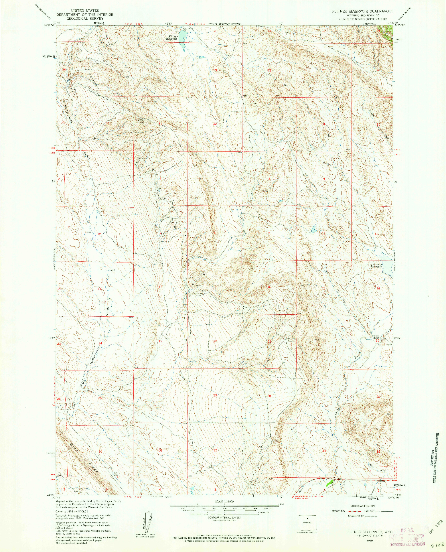 USGS 1:24000-SCALE QUADRANGLE FOR FLITNER RESERVOIR, WY 1960
