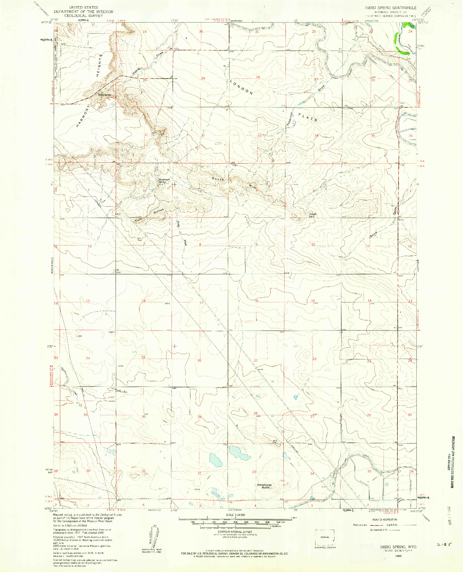 USGS 1:24000-SCALE QUADRANGLE FOR HABIG SPRING, WY 1960
