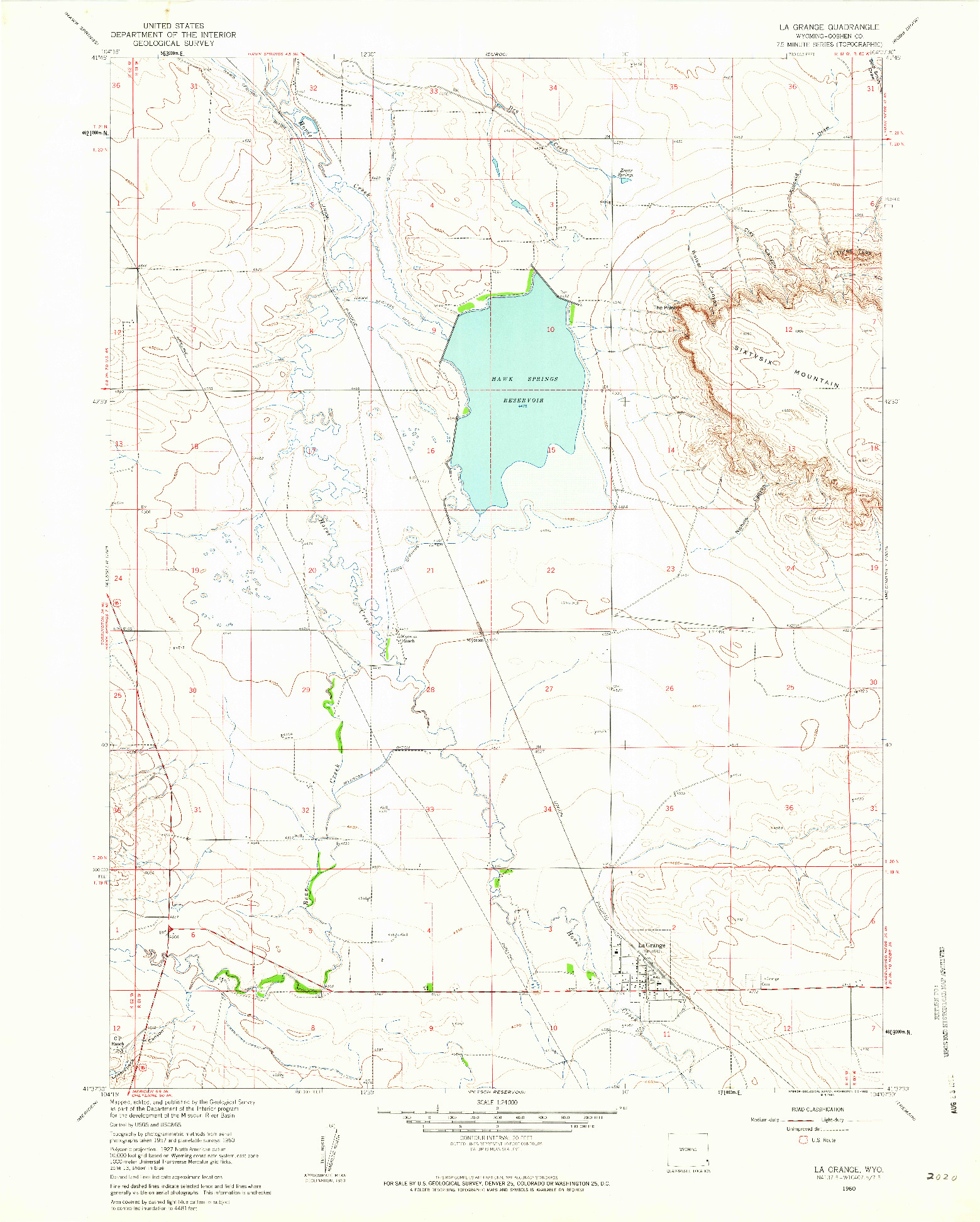 USGS 1:24000-SCALE QUADRANGLE FOR LA GRANGE, WY 1960