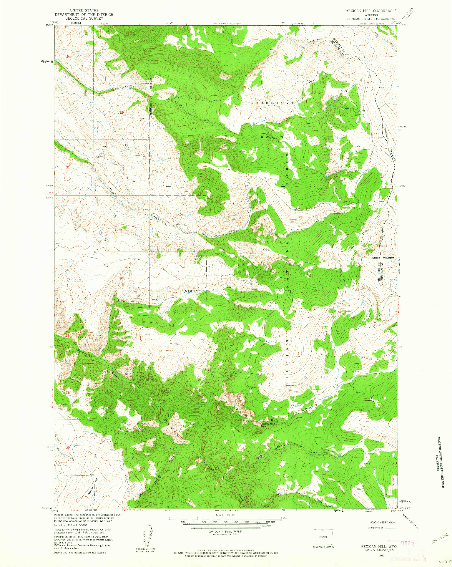 USGS 1:24000-SCALE QUADRANGLE FOR MEXICAN HILL, WY 1960