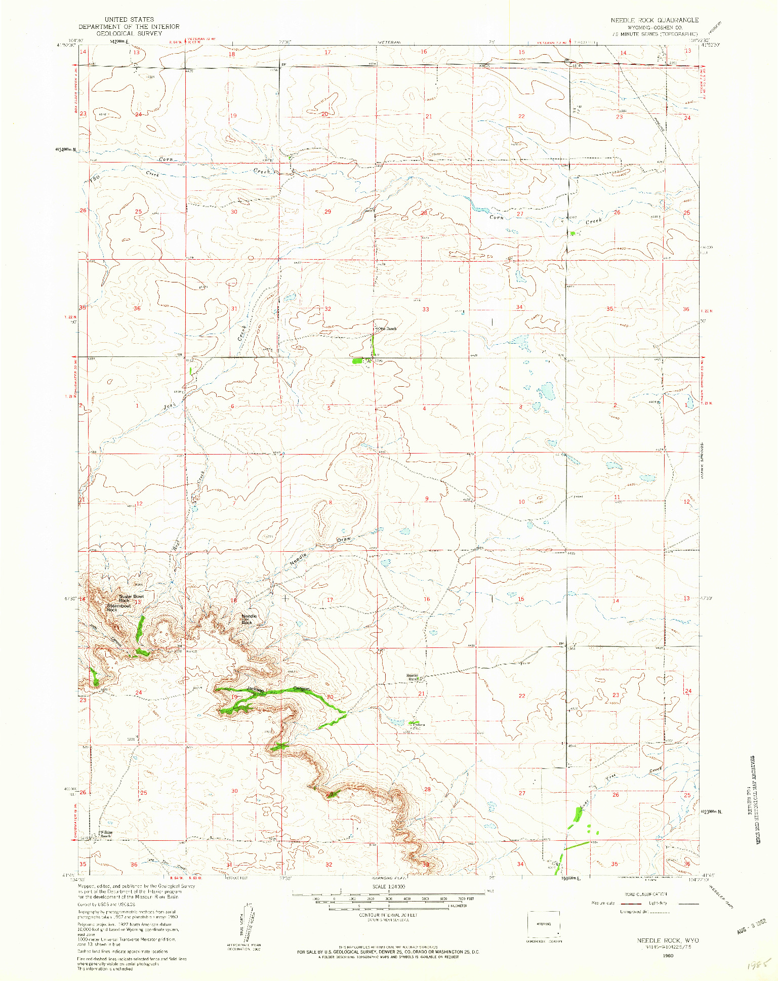 USGS 1:24000-SCALE QUADRANGLE FOR NEEDLE ROCK, WY 1960