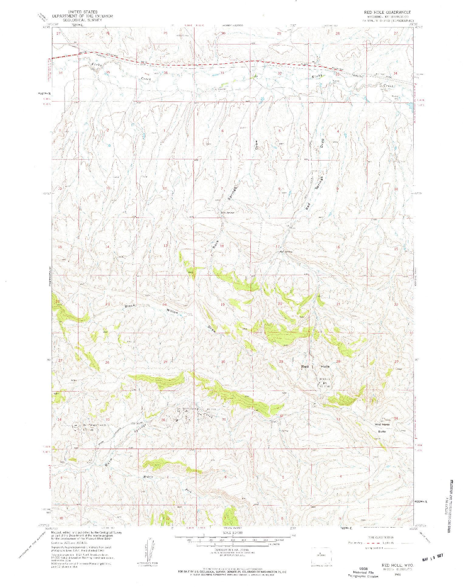USGS 1:24000-SCALE QUADRANGLE FOR RED HOLE, WY 1960