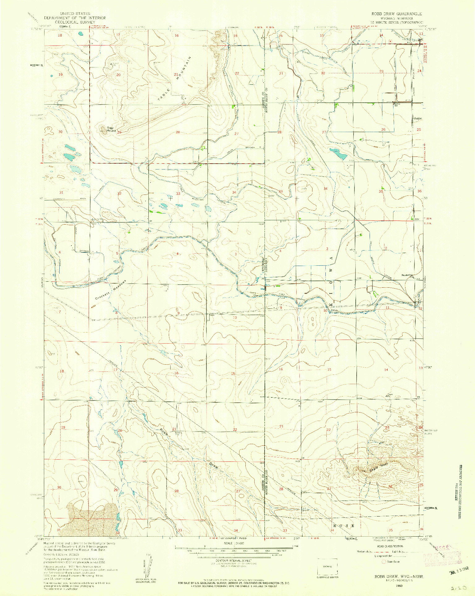 USGS 1:24000-SCALE QUADRANGLE FOR ROBB DRAW, WY 1960