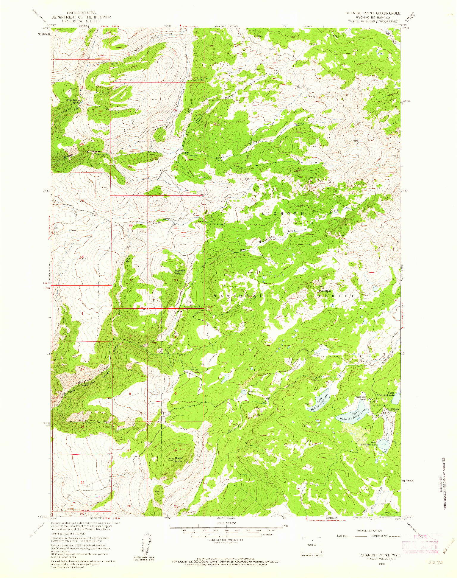 USGS 1:24000-SCALE QUADRANGLE FOR SPANISH POINT, WY 1960