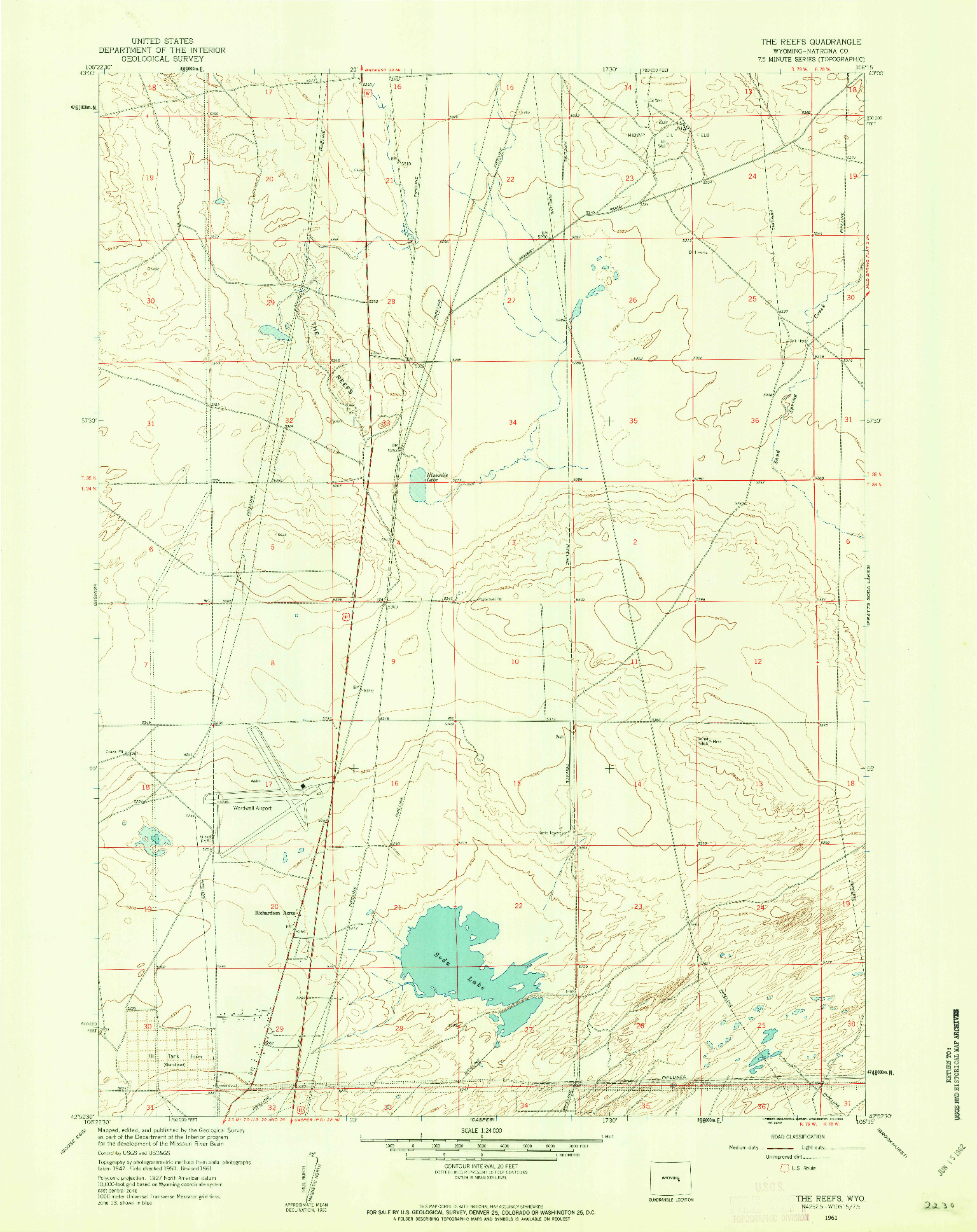 USGS 1:24000-SCALE QUADRANGLE FOR THE REEFS, WY 1961