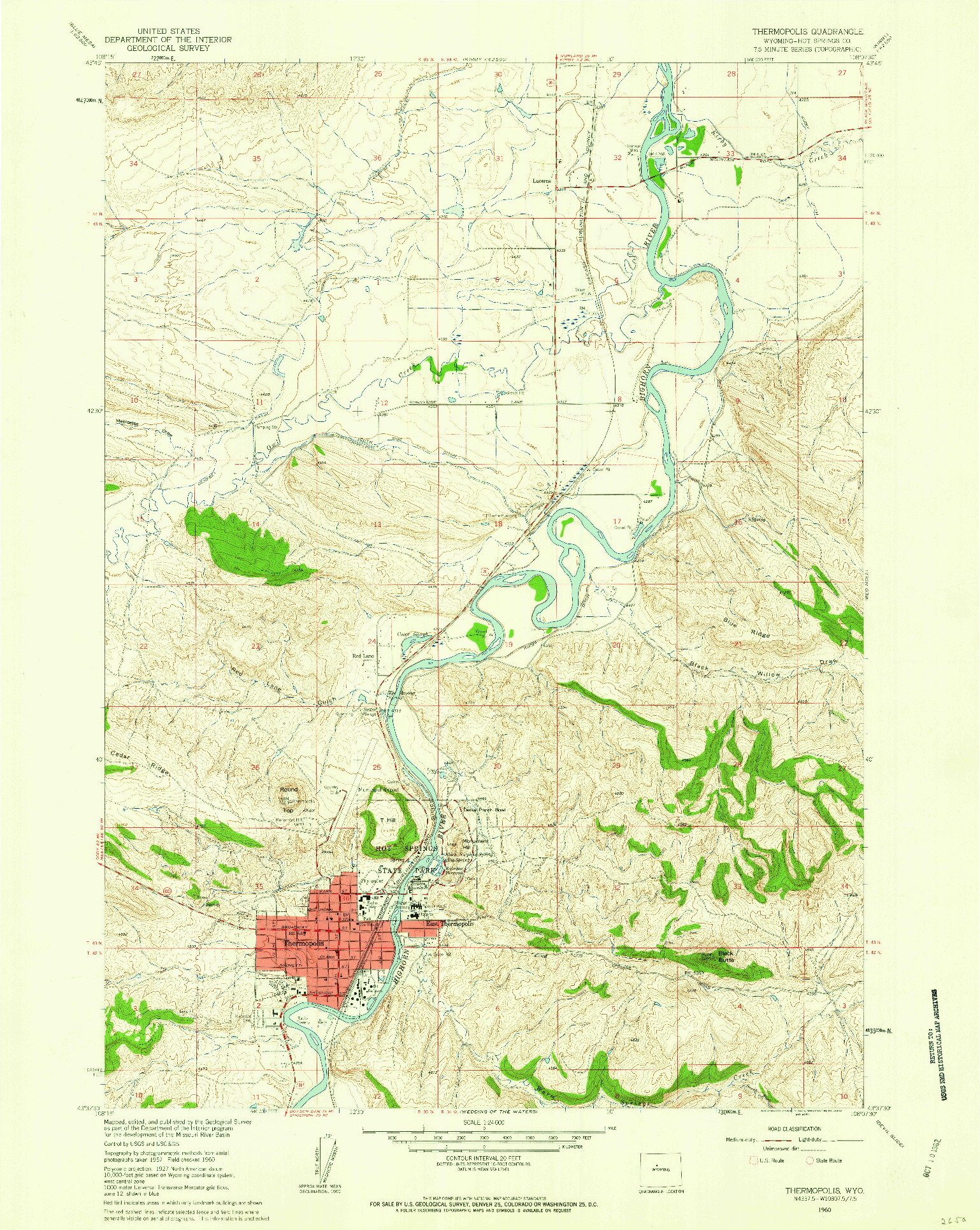USGS 1:24000-SCALE QUADRANGLE FOR THERMOPOLIS, WY 1960
