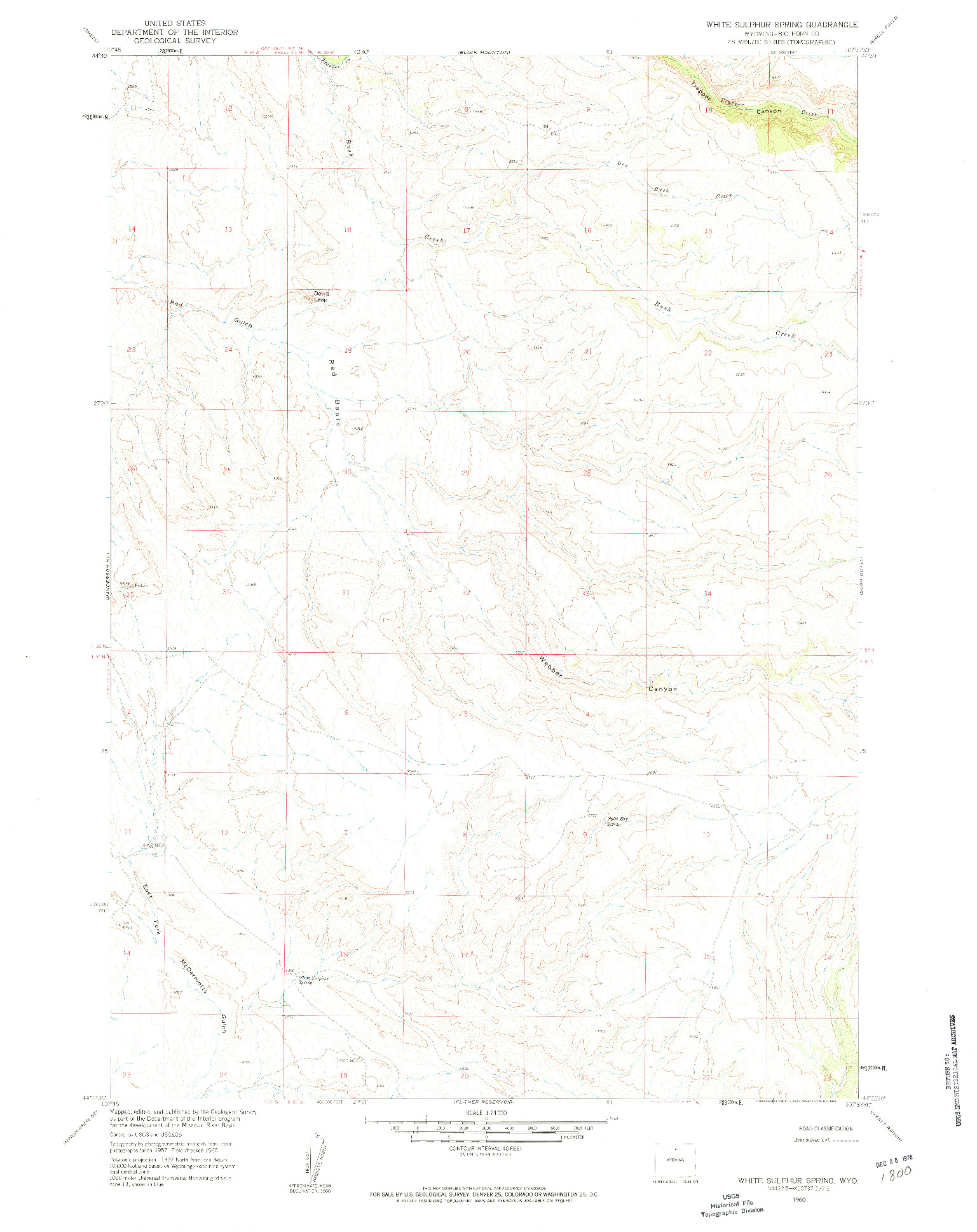 USGS 1:24000-SCALE QUADRANGLE FOR WHITE SULPHUR SPRING, WY 1960