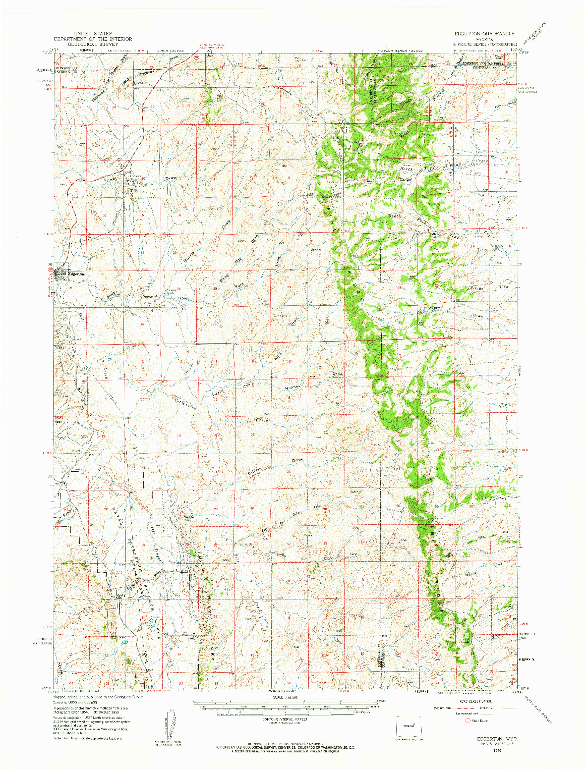 USGS 1:62500-SCALE QUADRANGLE FOR EDGERTON, WY 1959