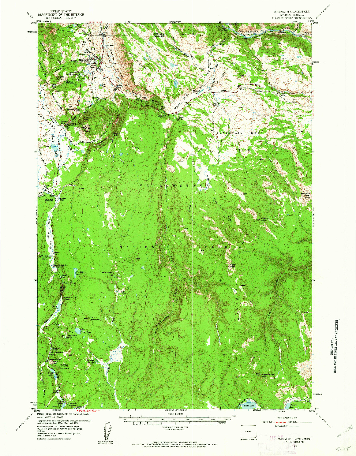 USGS 1:62500-SCALE QUADRANGLE FOR MAMMOTH, WY 1958