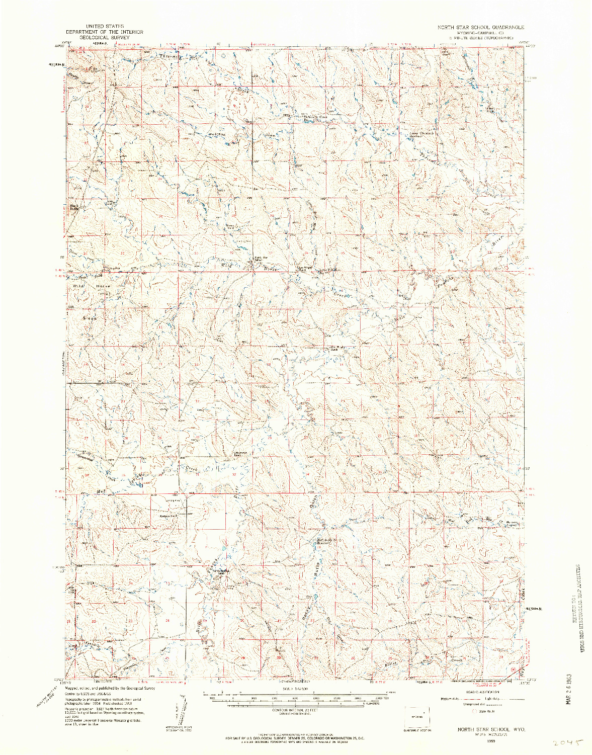 USGS 1:62500-SCALE QUADRANGLE FOR NORTH STAR SCHOOL, WY 1959