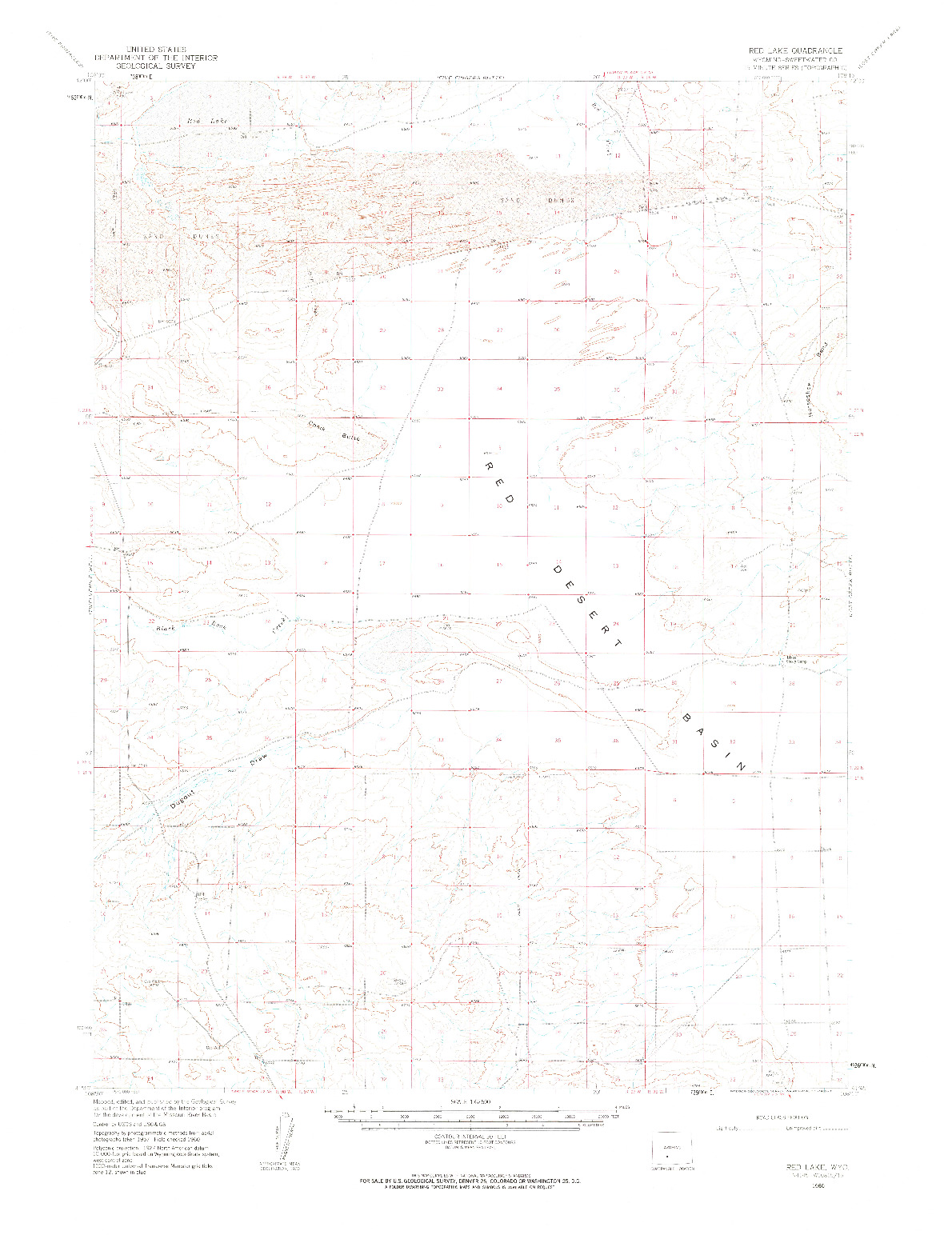 USGS 1:62500-SCALE QUADRANGLE FOR RED LAKE, WY 1960