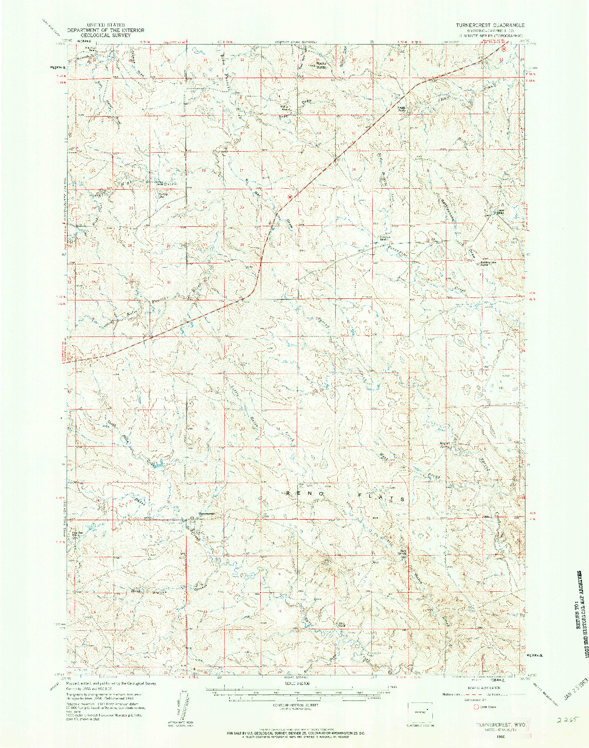 USGS 1:62500-SCALE QUADRANGLE FOR TURNERCREST, WY 1960