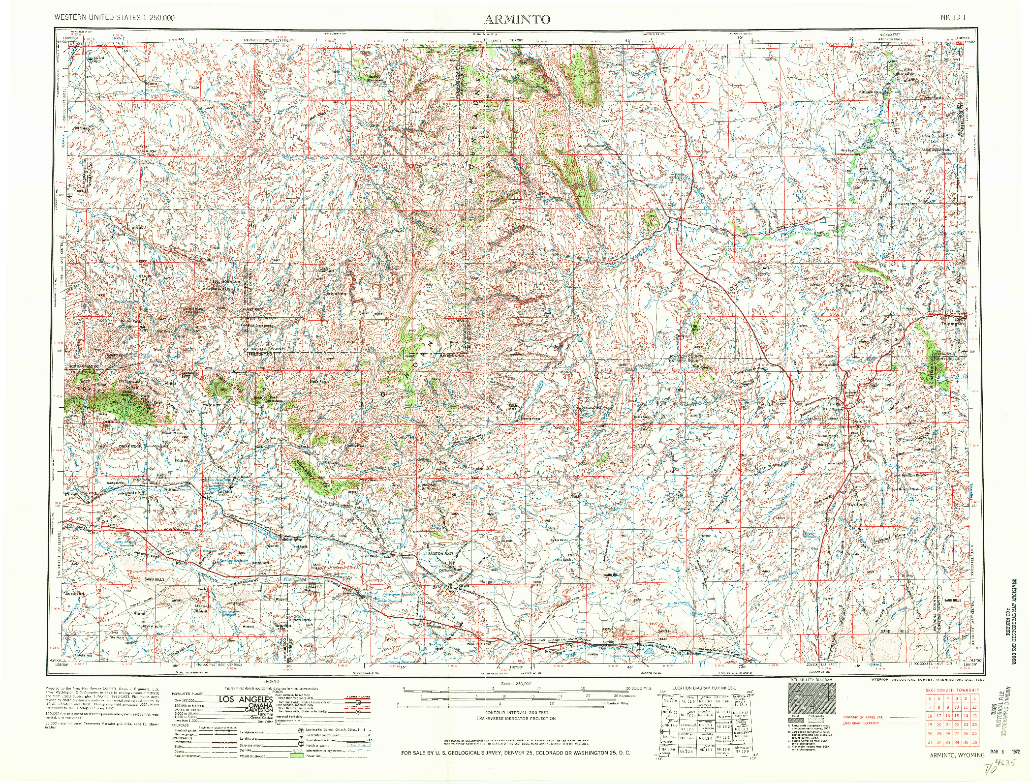 USGS 1:250000-SCALE QUADRANGLE FOR ARMINTO, WY 1962