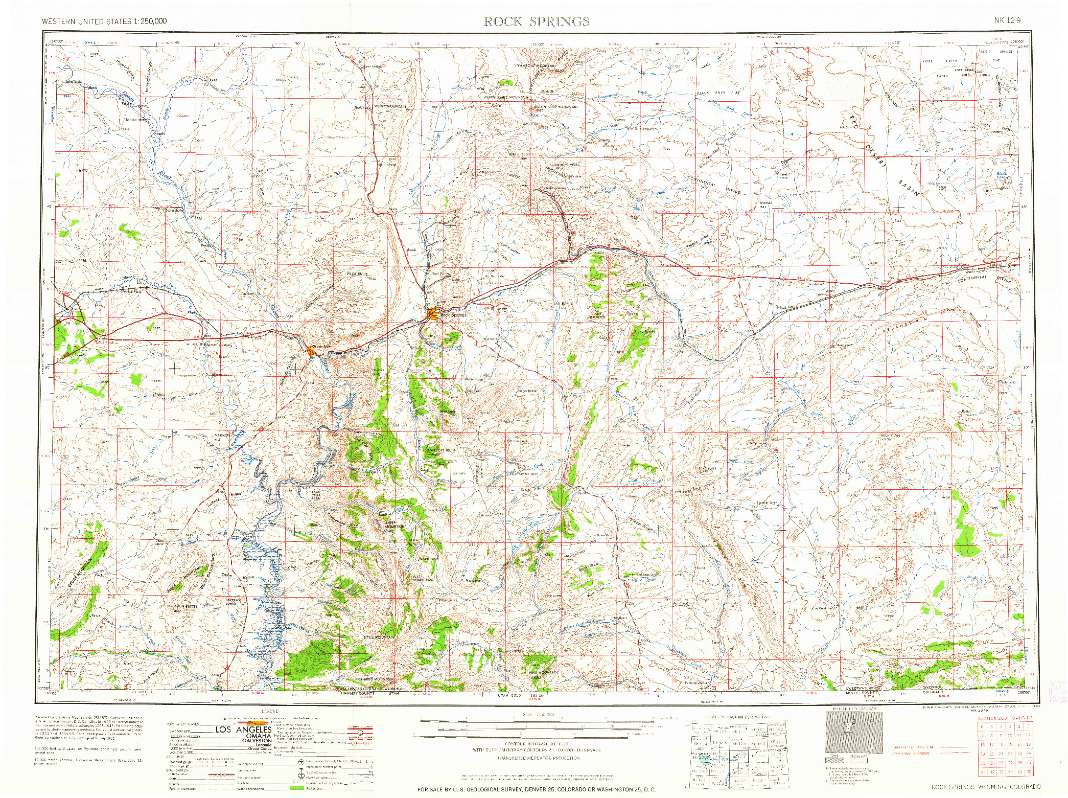 USGS 1:250000-SCALE QUADRANGLE FOR ROCK SPRINGS, WY 1962