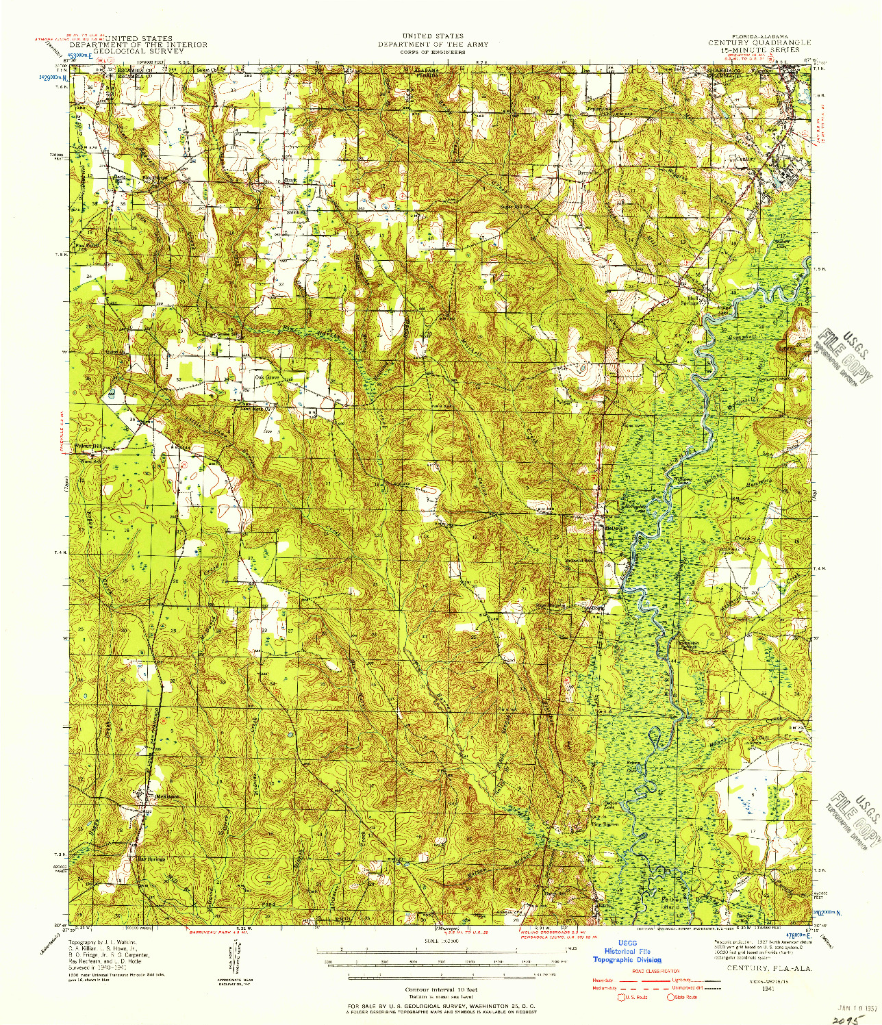 USGS 1:62500-SCALE QUADRANGLE FOR CENTURY, FL 1941