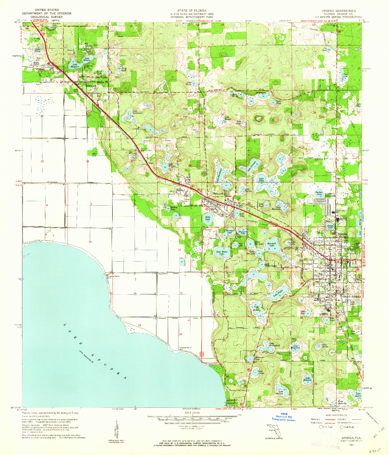 USGS 1:24000-SCALE QUADRANGLE FOR APOPKA, FL 1960