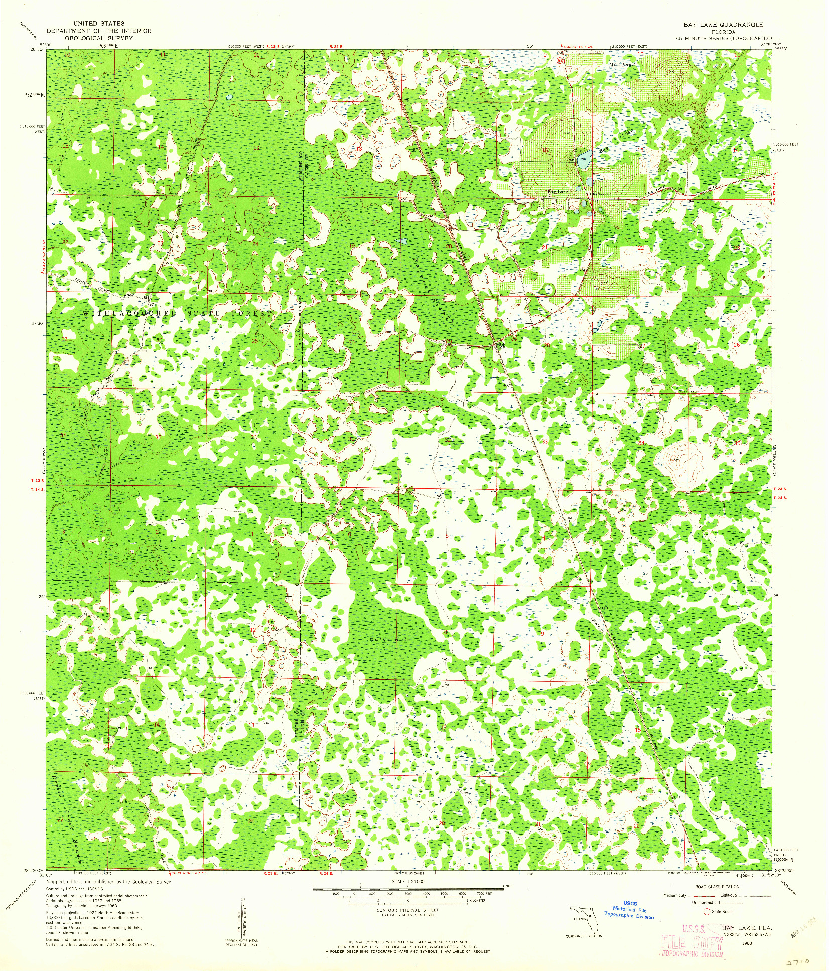 USGS 1:24000-SCALE QUADRANGLE FOR BAY LAKE, FL 1960