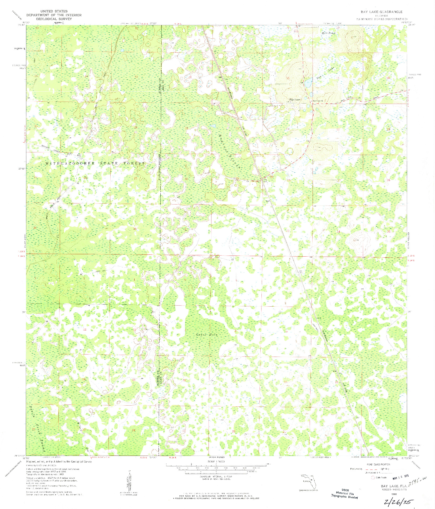 USGS 1:24000-SCALE QUADRANGLE FOR BAY LAKE, FL 1960